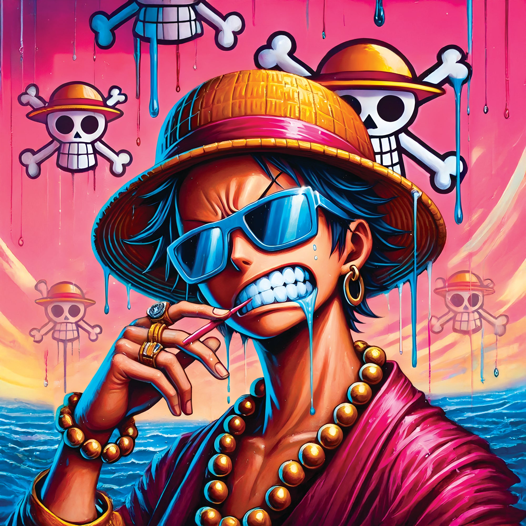 Tableau One Piece Luffy Pirate Style - Cadre Mural Design