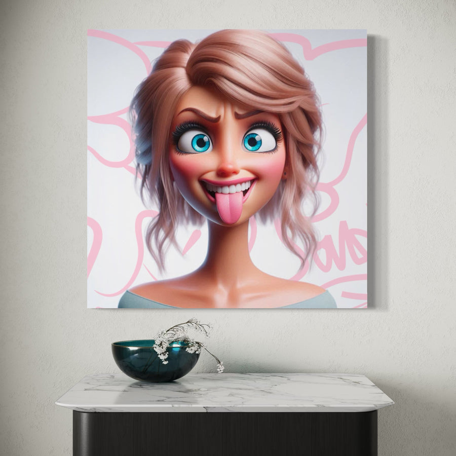 Tableau Portrait Princesse Amusée - Déco Murale Moderne