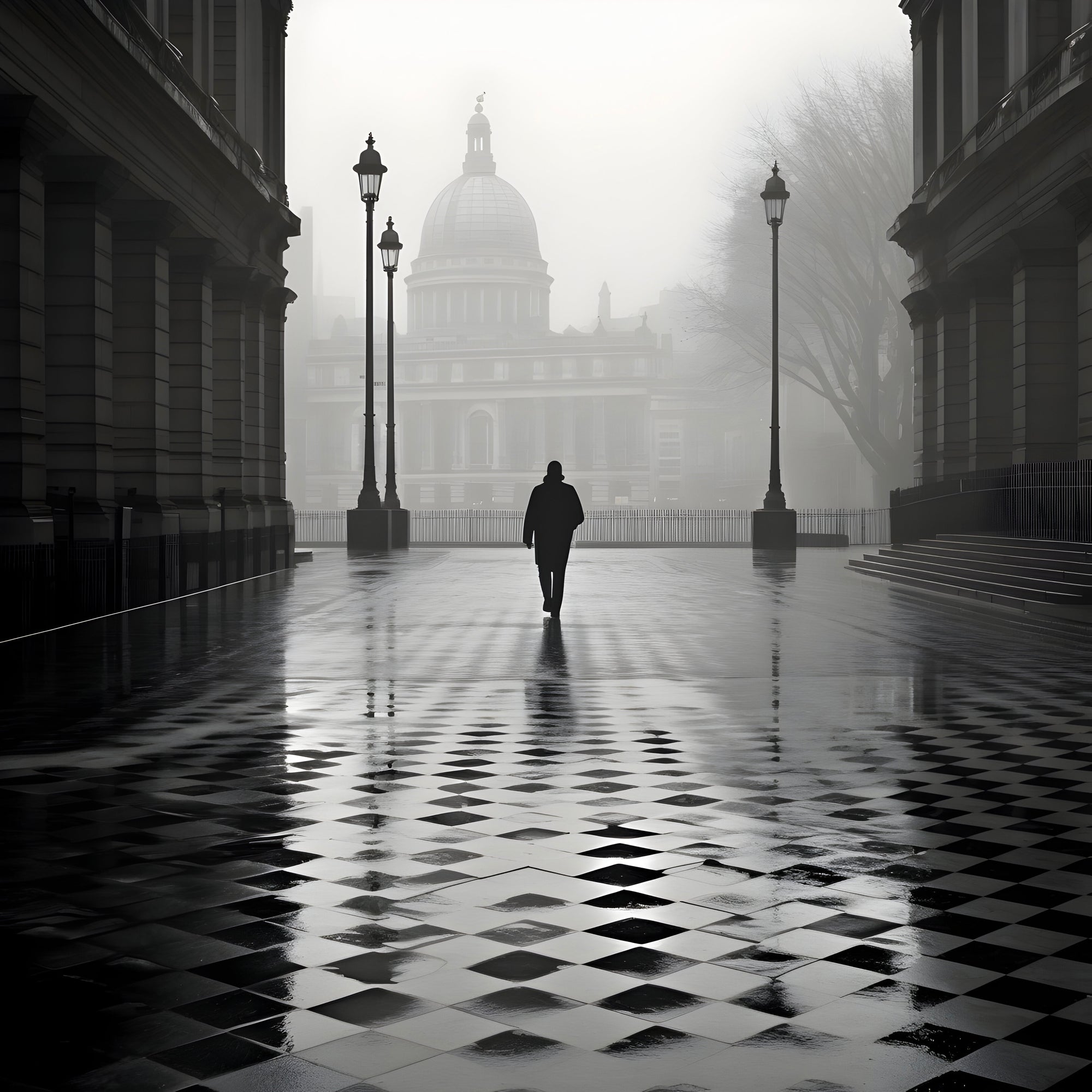 Tableau Londres Silhouette Tamise - Cadre Mural Moderne - Fabulartz.fr