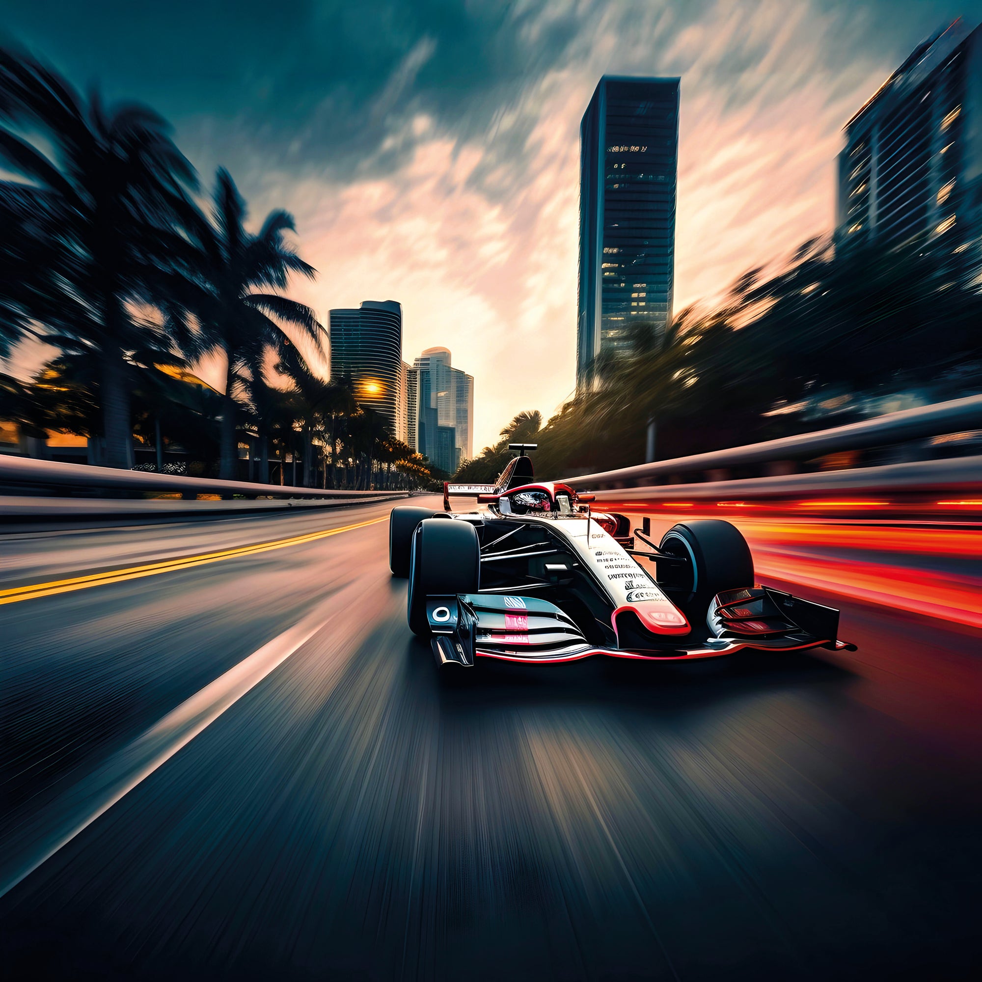 Tableau Formule 1 Nocturne En Ville - Déco Murale Moderne - Fabulartz.fr