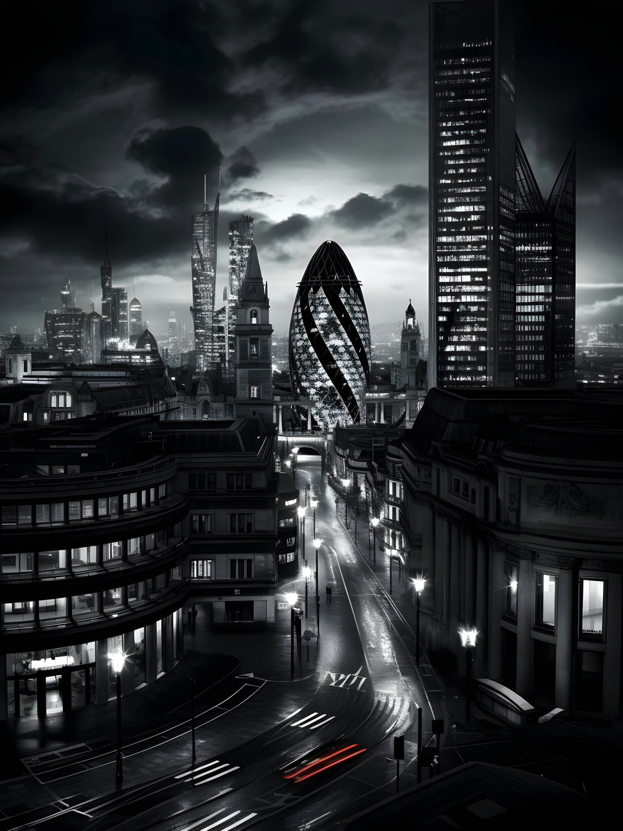 Painting London Cityscape Nuit - Modern Wall Frame
