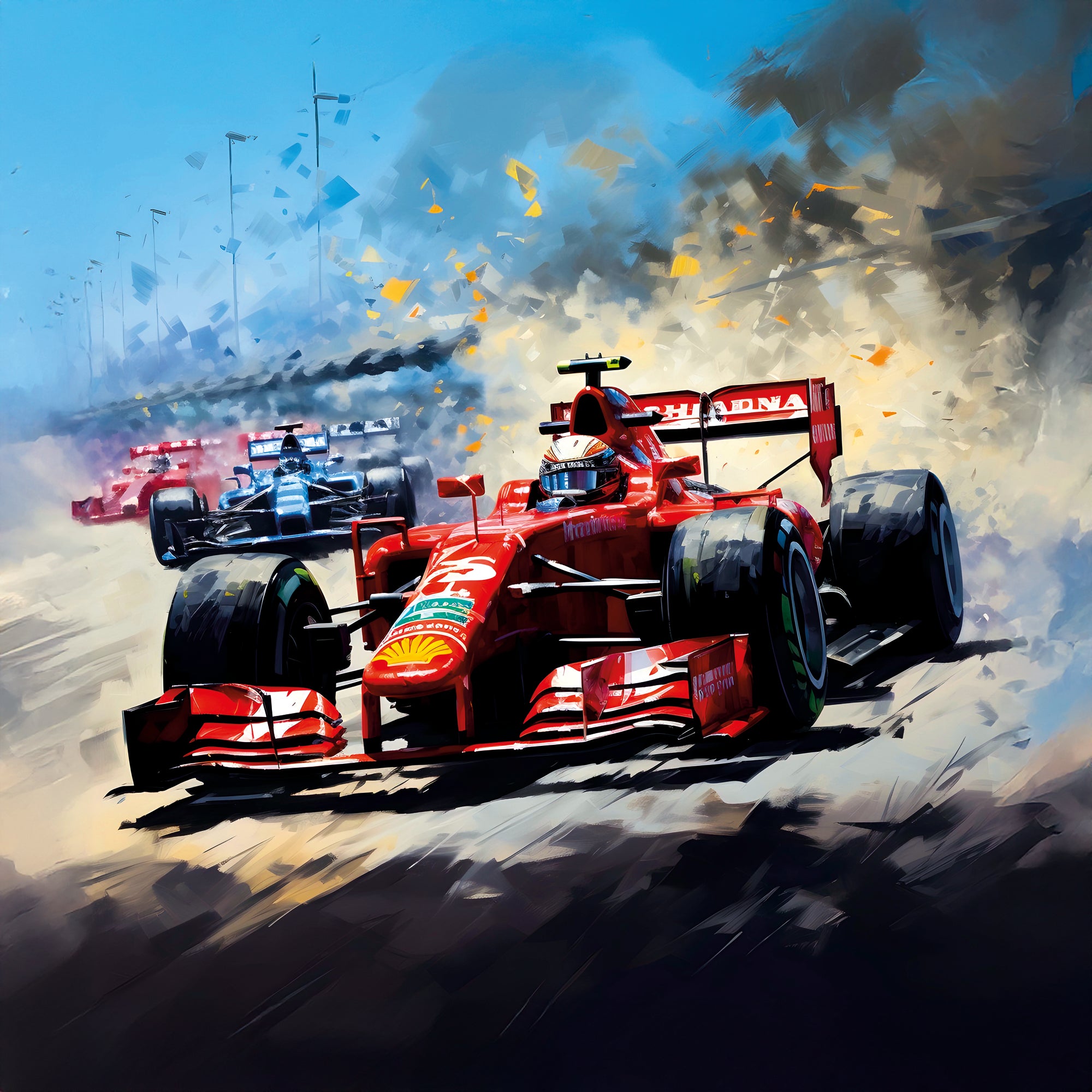 Tableau Formule 1 Ferrari Sur Piste - Décoration Murale Design - Fabulartz.fr