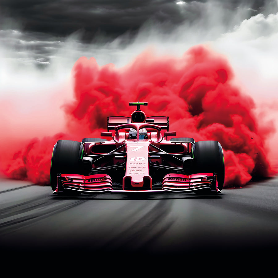 Tableau Formule 1 Fumée Rouge Intense - Cadre Mural Design