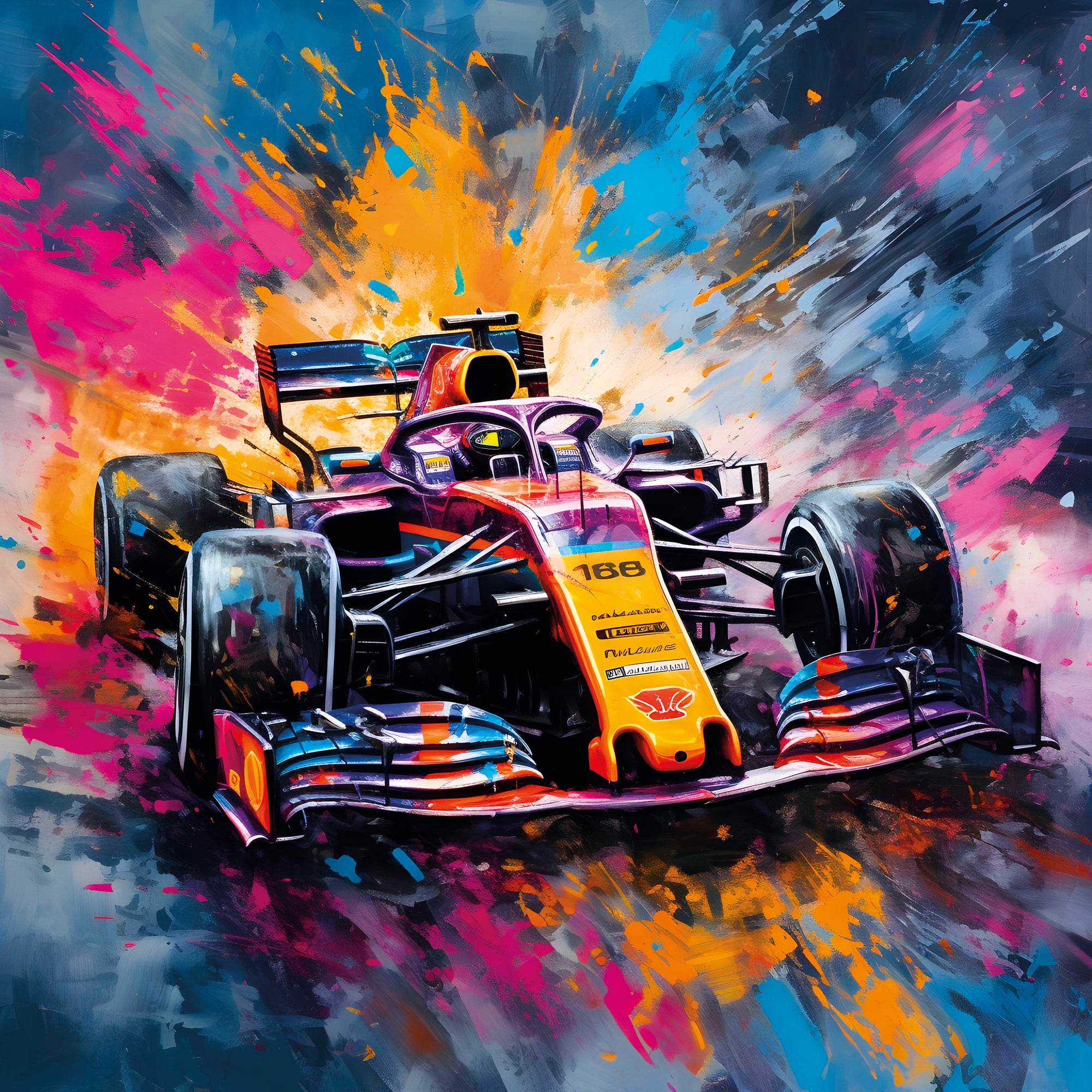Tableau Formule 1 Explosion De Couleurs - Déco Murale Moderne - Fabulartz.fr