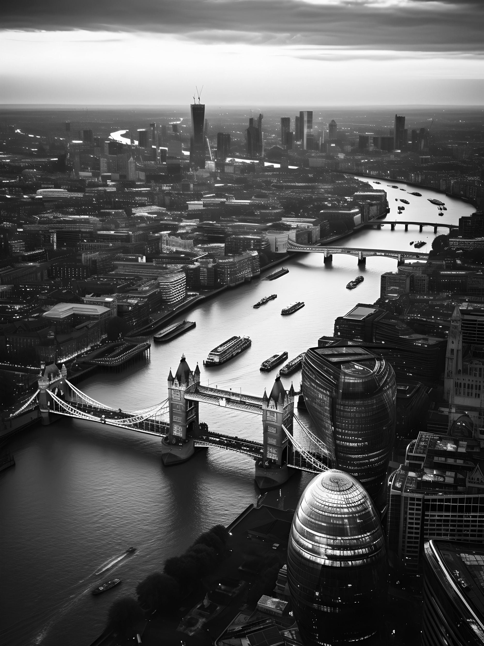 Tableau Londres Tower Bridge Aérien - Cadre Mural Design - Fabulartz.fr