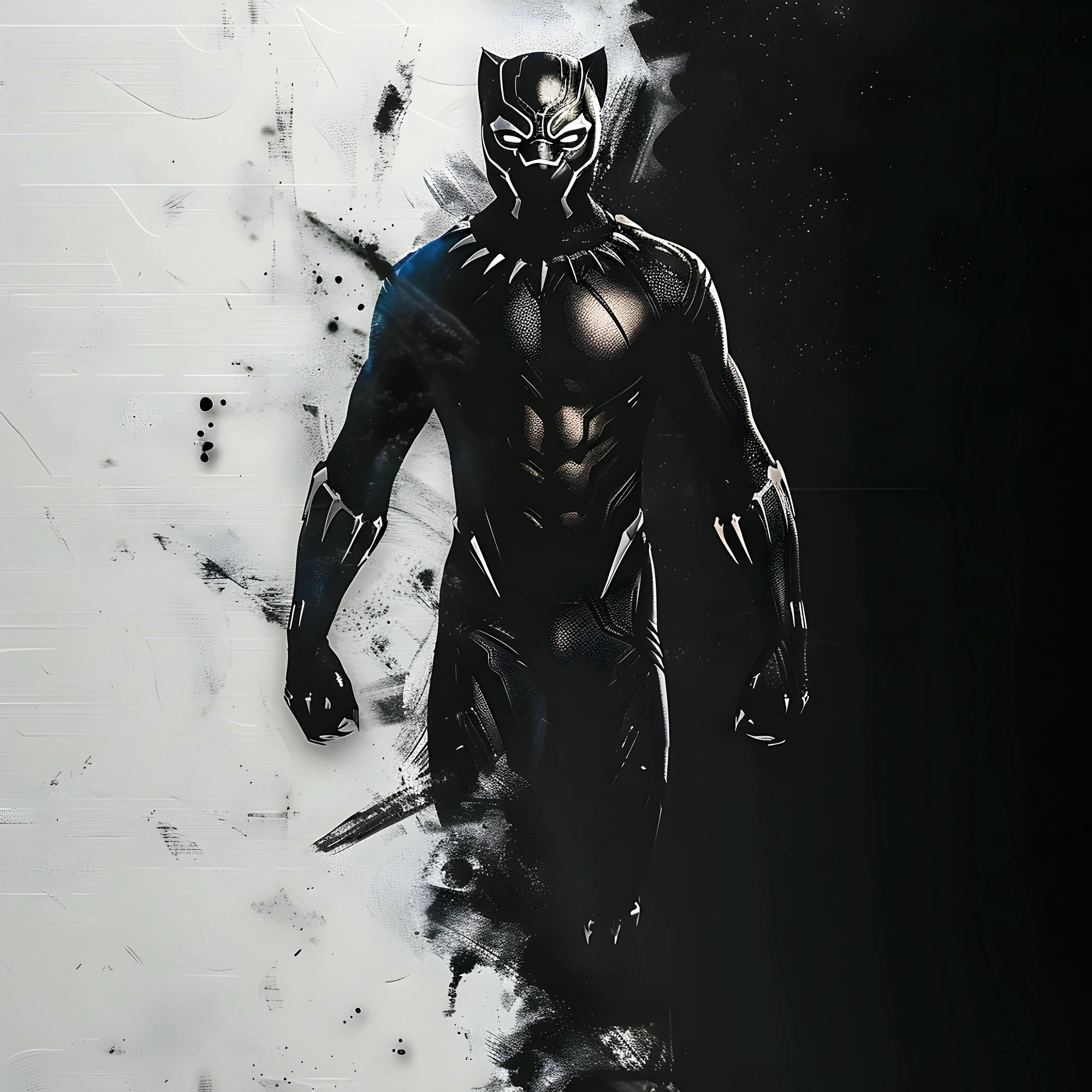 Tableau Black Panther Design Noir et Blanc - Fabulartz.fr