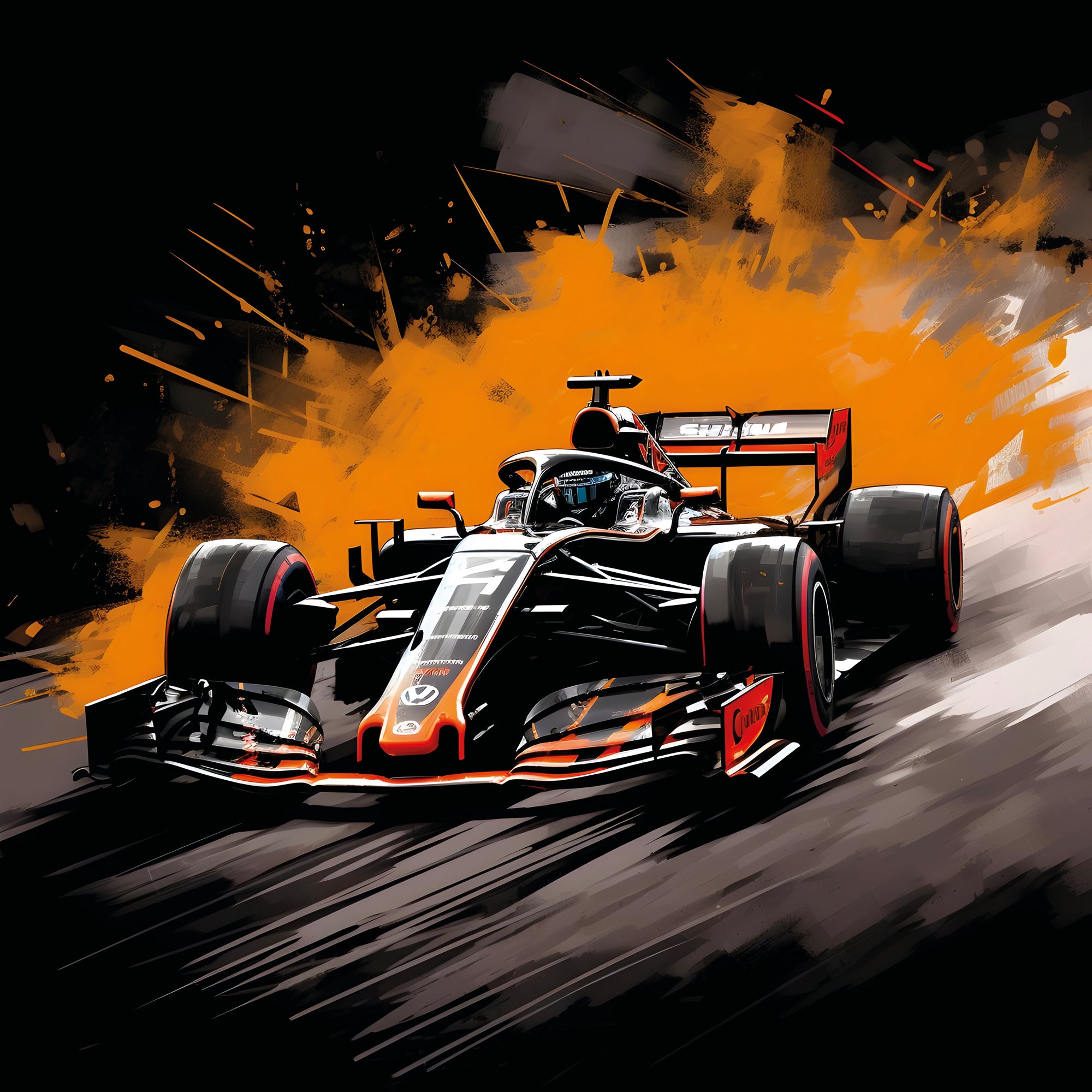 Tableau Formule 1 Fond Orange - Déco Murale Design - Fabulartz.fr