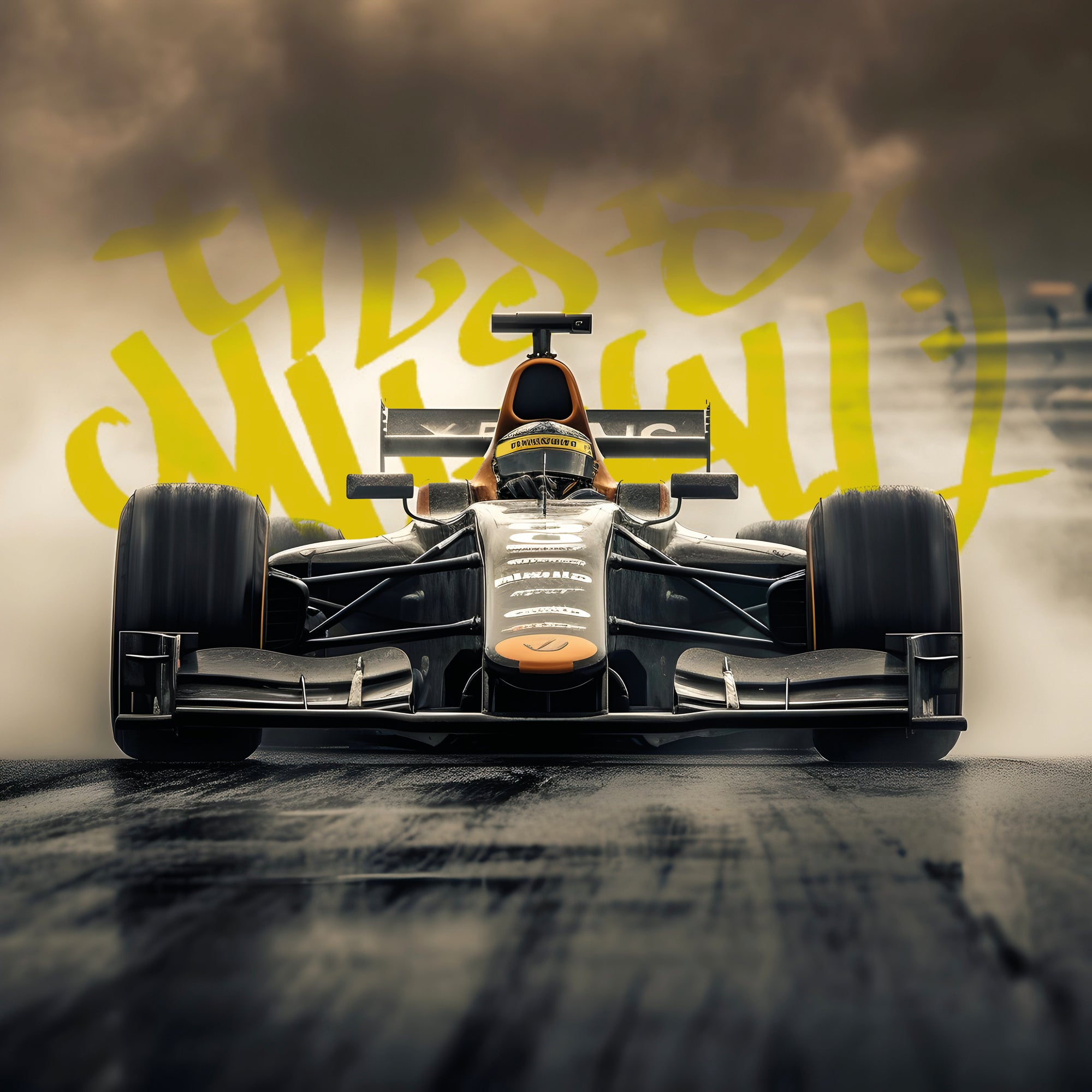 Tableau Formule 1 Monoplace Jaune - Décoration Murale Design - Fabulartz.fr