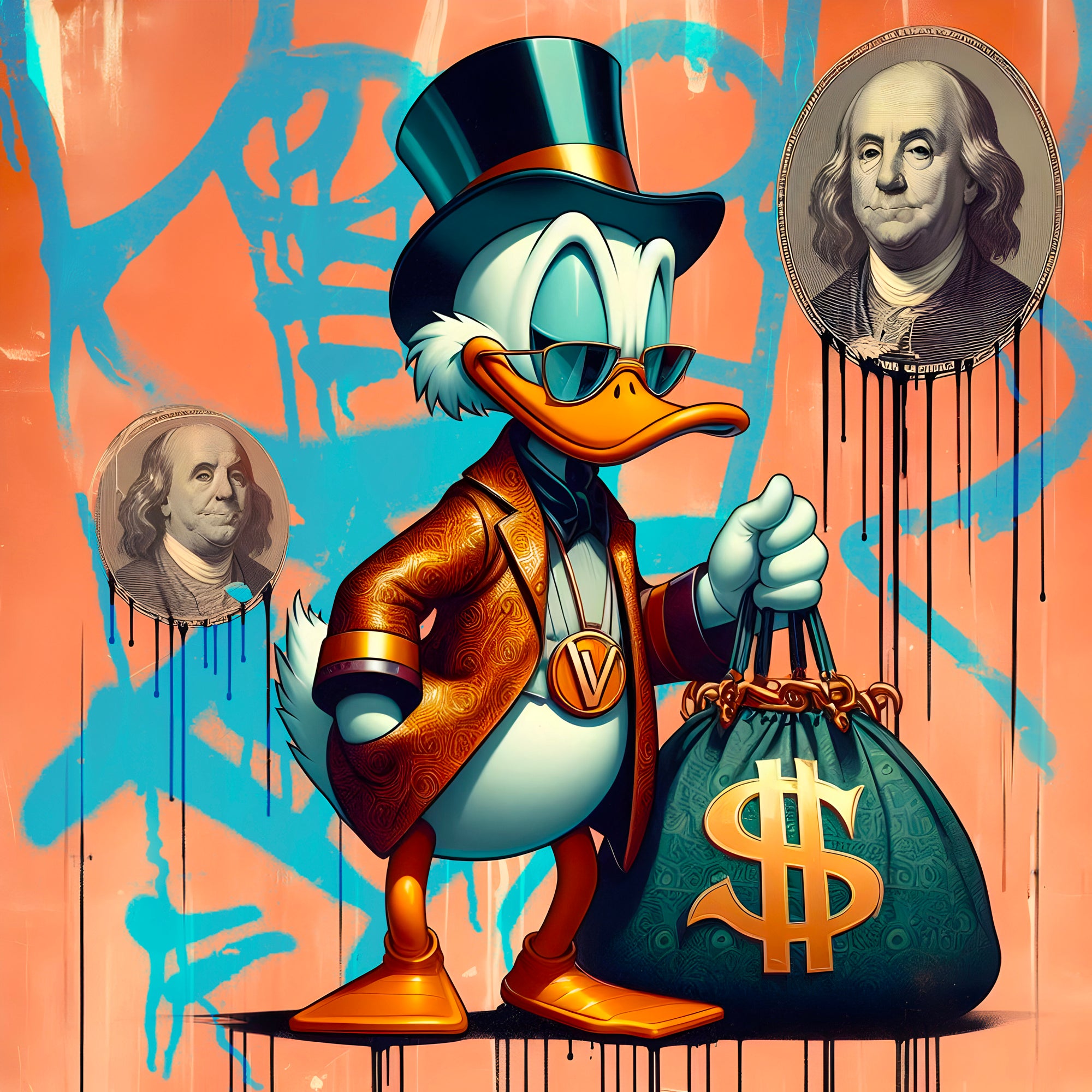 Tableau Picsou Dollar Graffiti – Décoration Murale Moderne - Fabulartz.fr