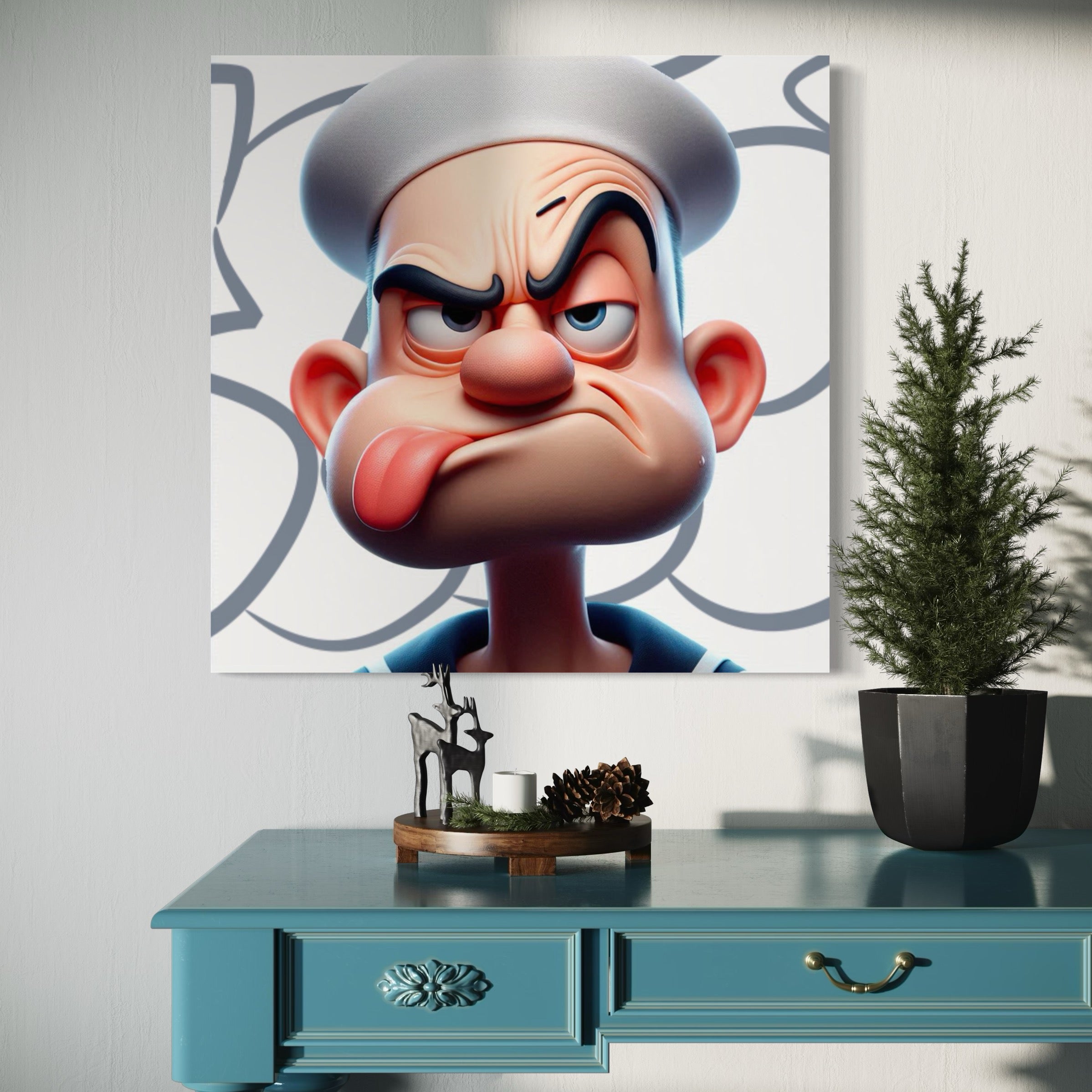 Tableau Portrait Popeye Enervé - Déco Murale Moderne - Fabulartz.fr
