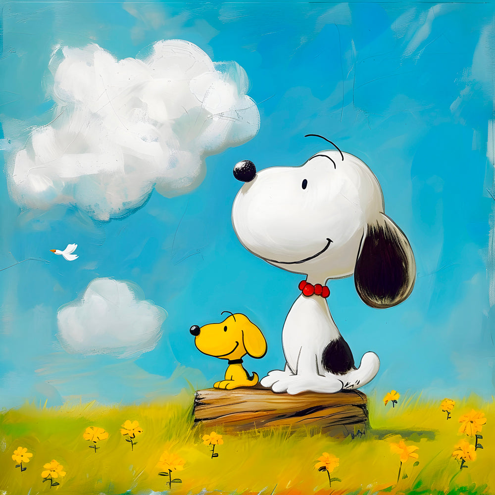 Tableau Snoopy Sunny Day with Woodstock - Déco murale - Fabulartz.fr