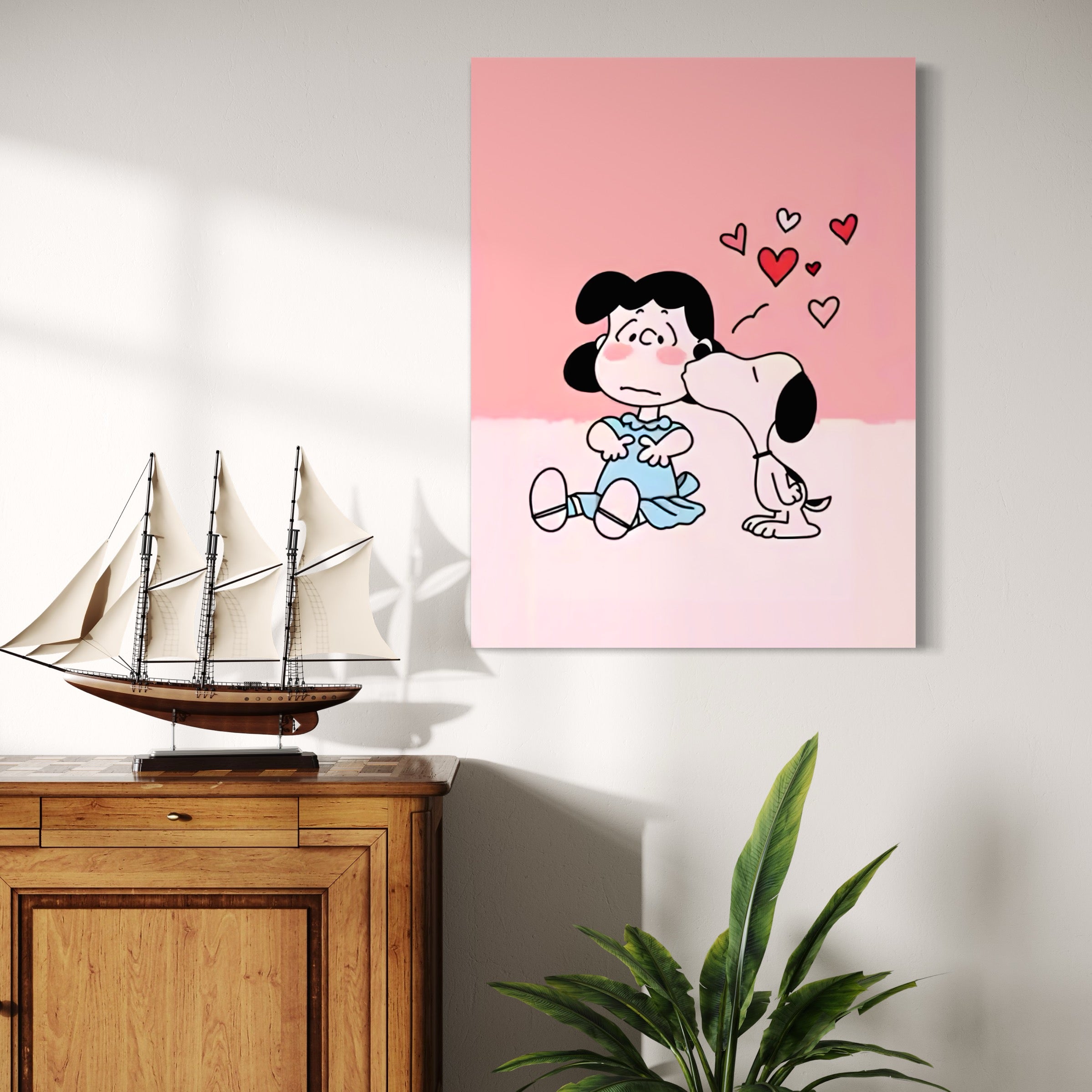 Tableau Snoopy Kiss - Déco Murale Romantique - Fabulartz.fr