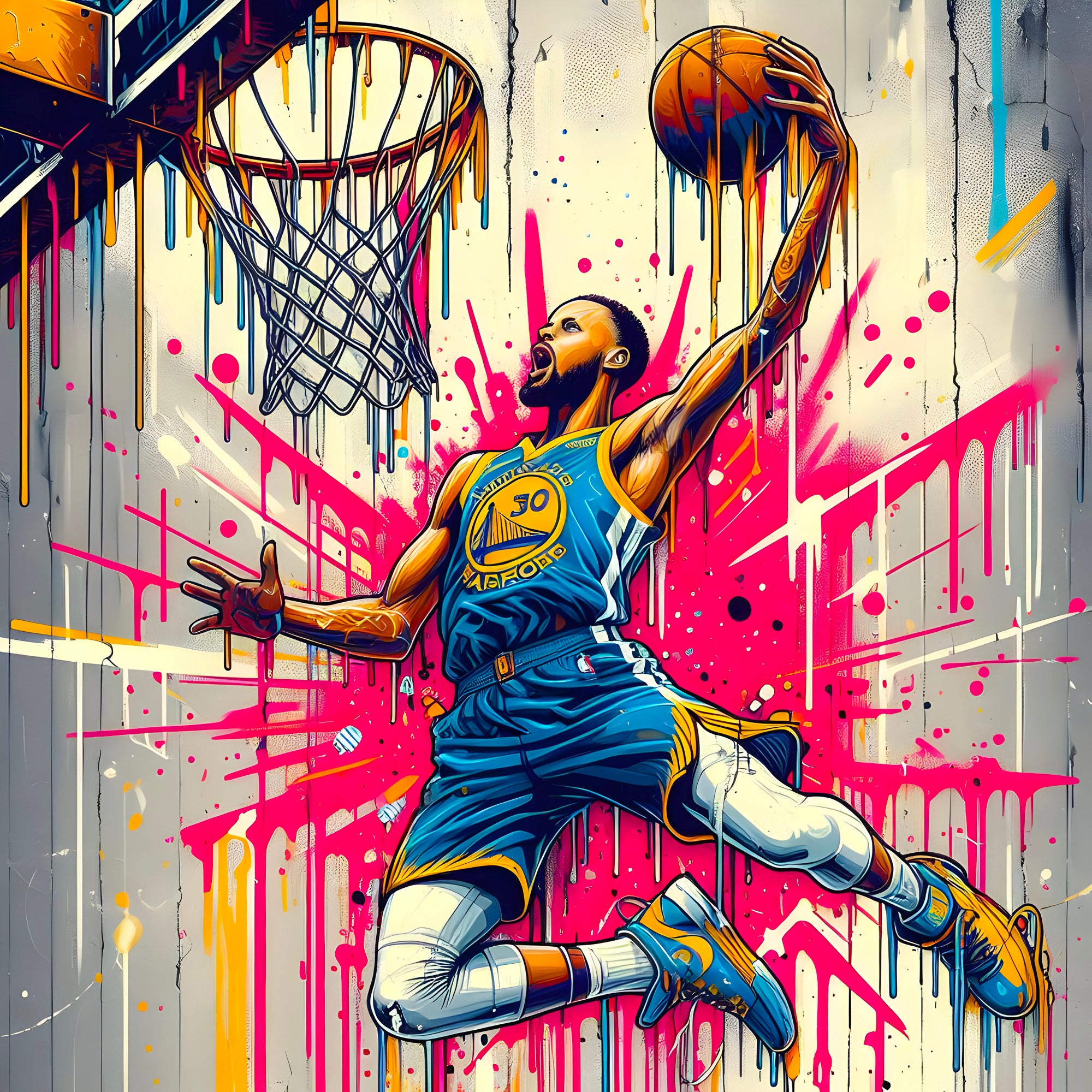 Tableau NBA Curry Warriors Rose – Cadre Déco Moderne - Fabulartz.fr