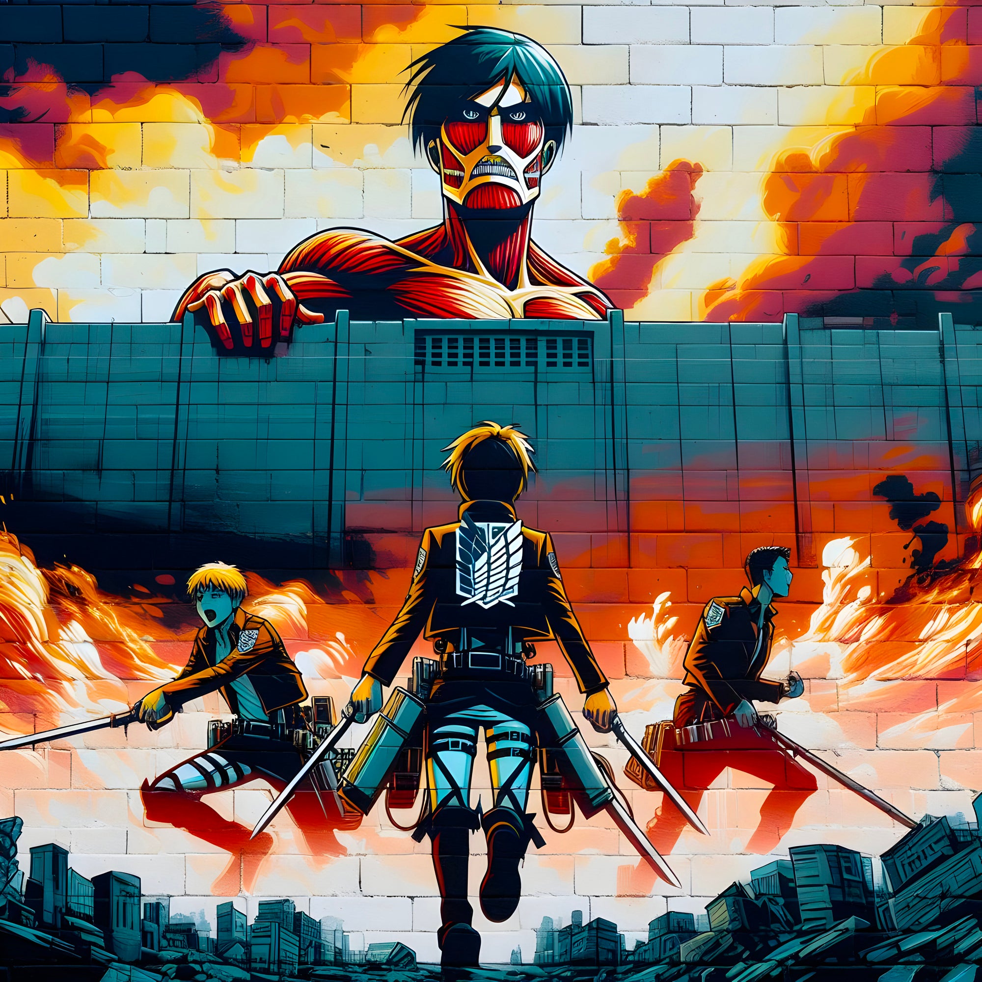 Tableau Attaque Des Titans Menace Des Murs - Décoration Murale Design - Fabulartz.fr