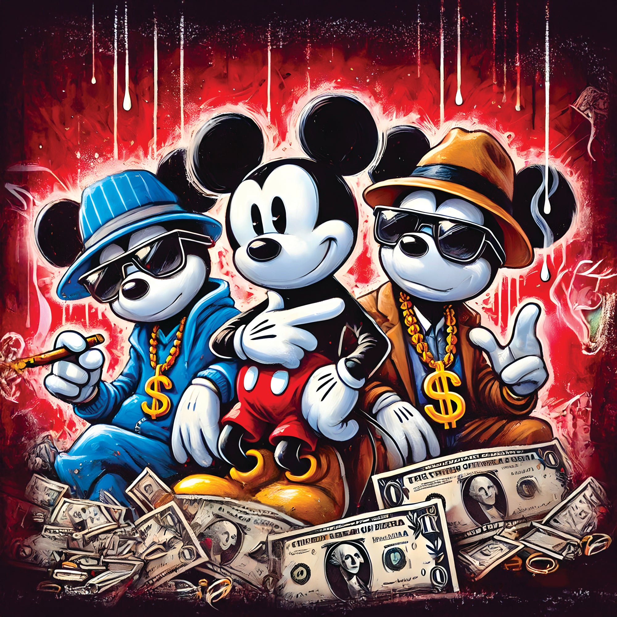 Tableau Mickey Gangsta Trio - Décoration Murale Design