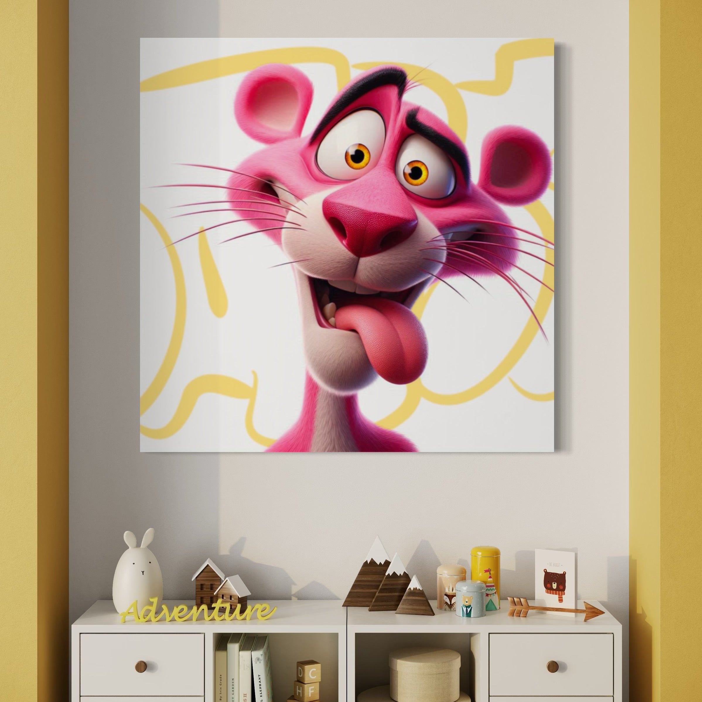 Tableau Portrait Panthère Rose Drôle - Déco Murale Moderne - Fabulartz.fr