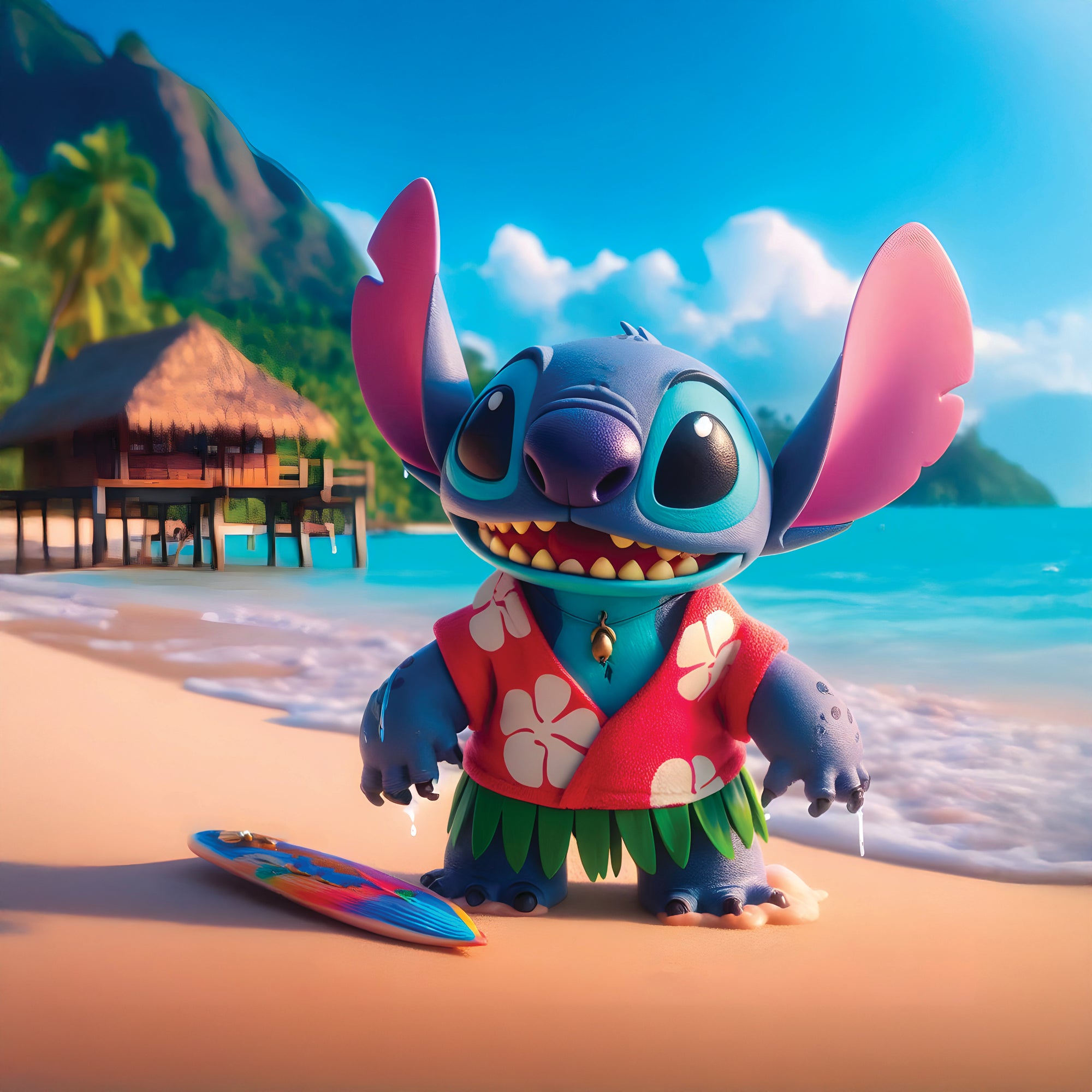 Tableau Stitch Vacances - Cadre Déco Murale Moderne - Fabulartz.fr