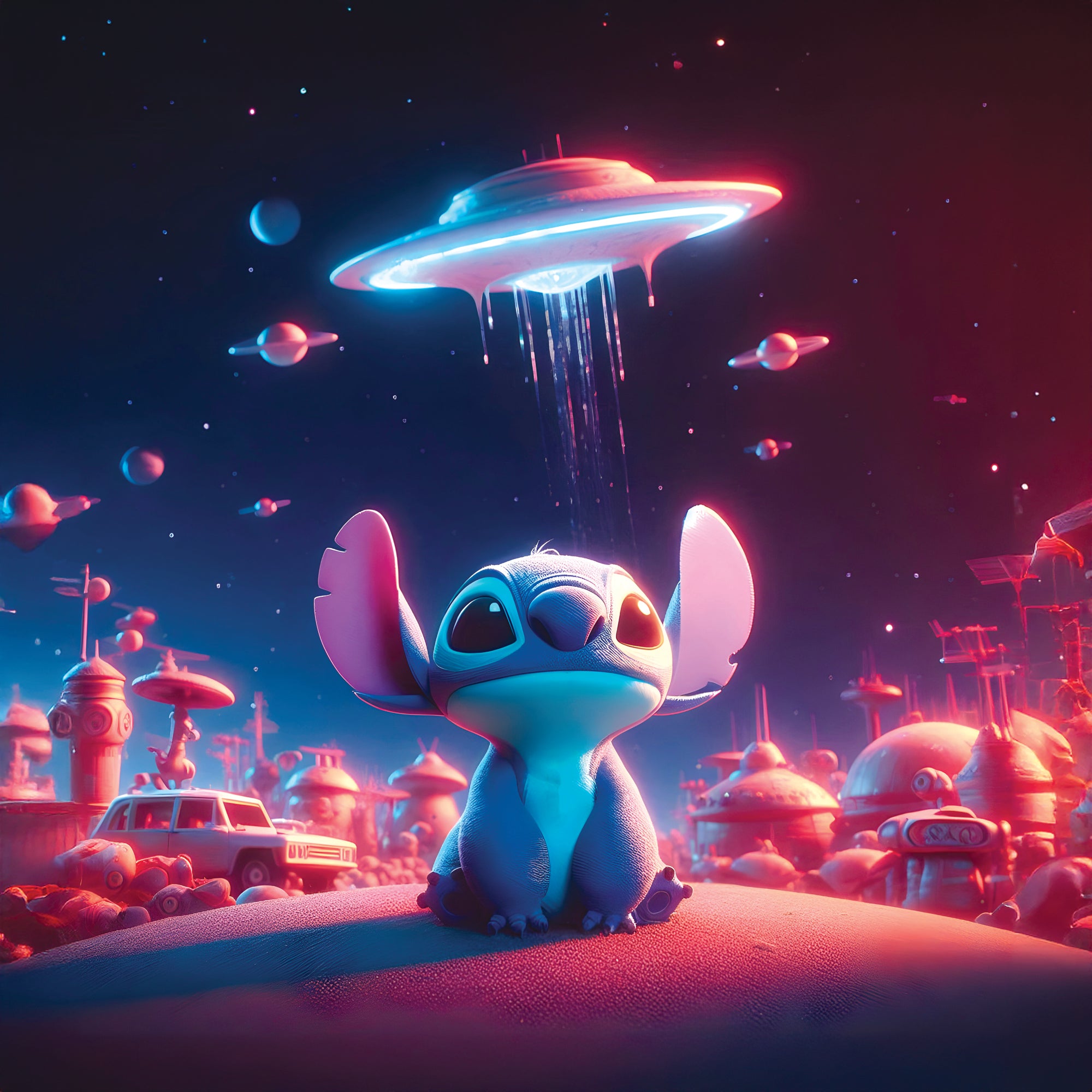 Tableau Stitch OVNI - Déco Murale Moderne - Fabulartz.fr