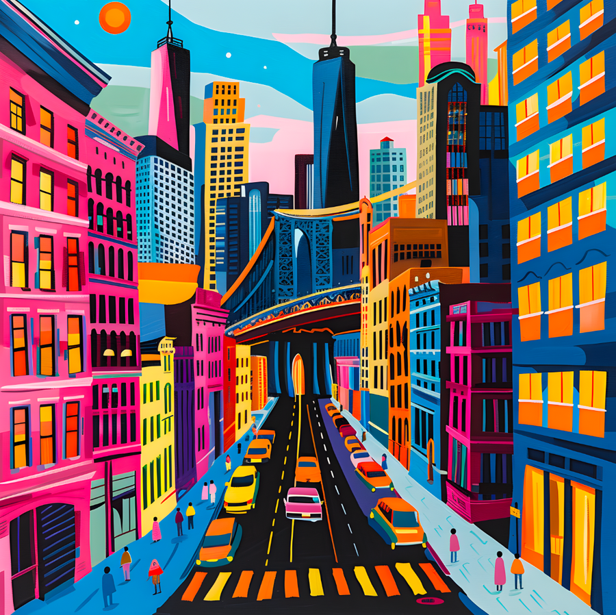 Pittura Pop Art Métropole Nocturne - Decorazione da parete moderna