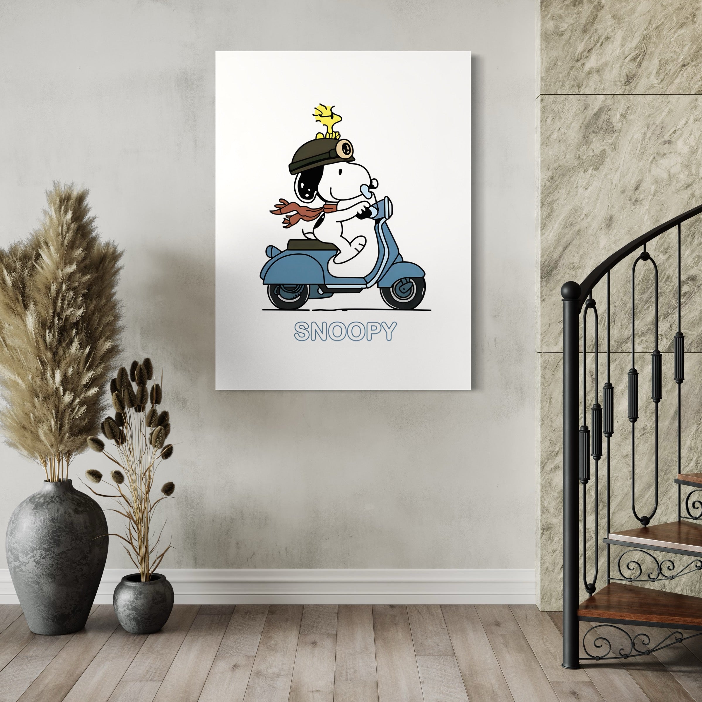 Tableau Snoopy Vespa Ride - Déco Murale Fun - Fabulartz.fr