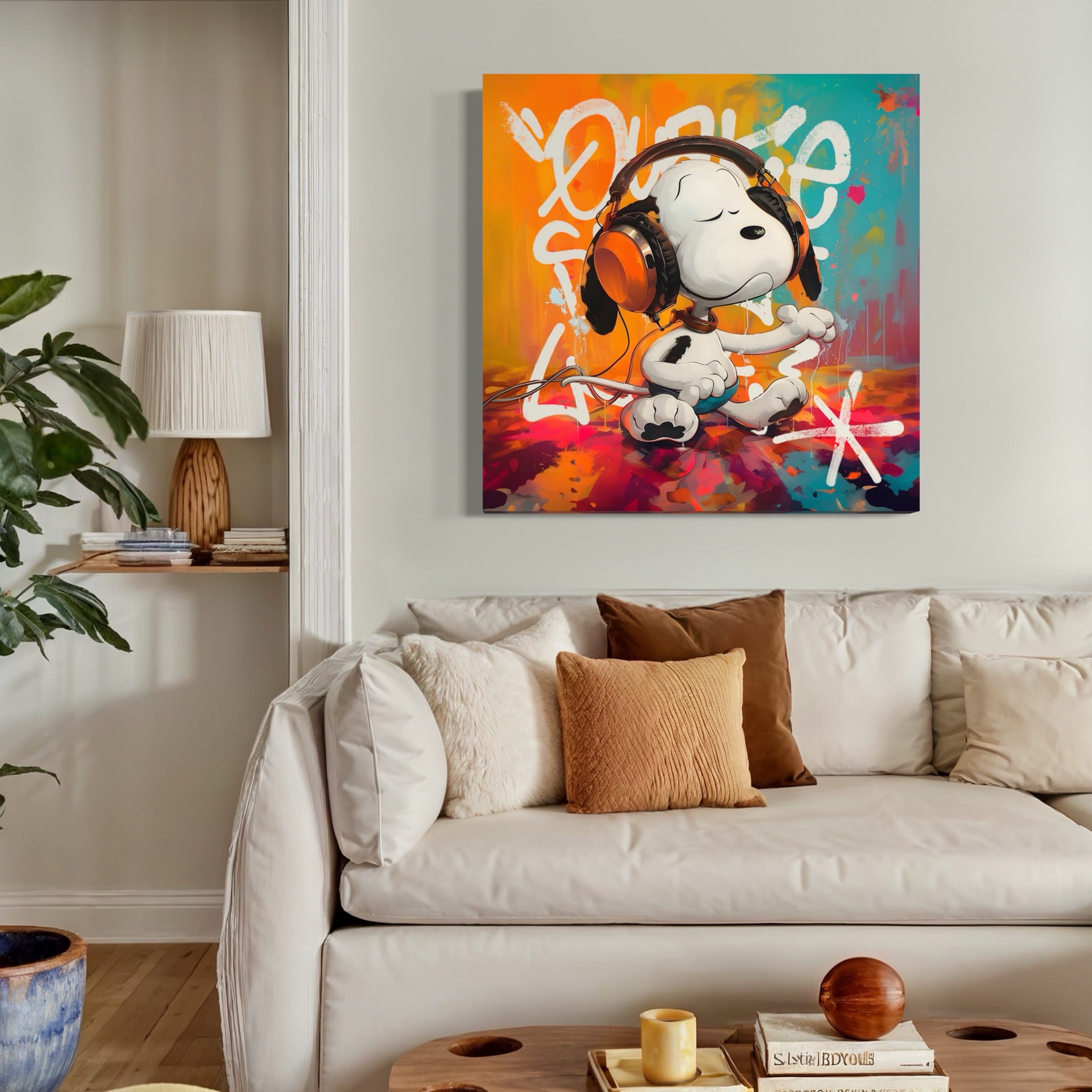 Tableau Snoopy Street Beats - Déco murale urbaine - Fabulartz.fr