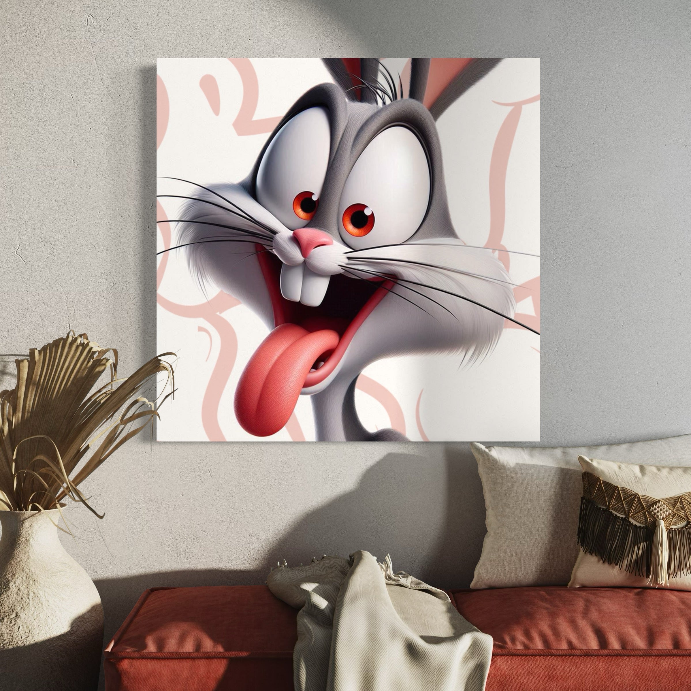 Tableau Portrait Bugs Bunny Amusé - Déco Murale Moderne - Fabulartz.fr