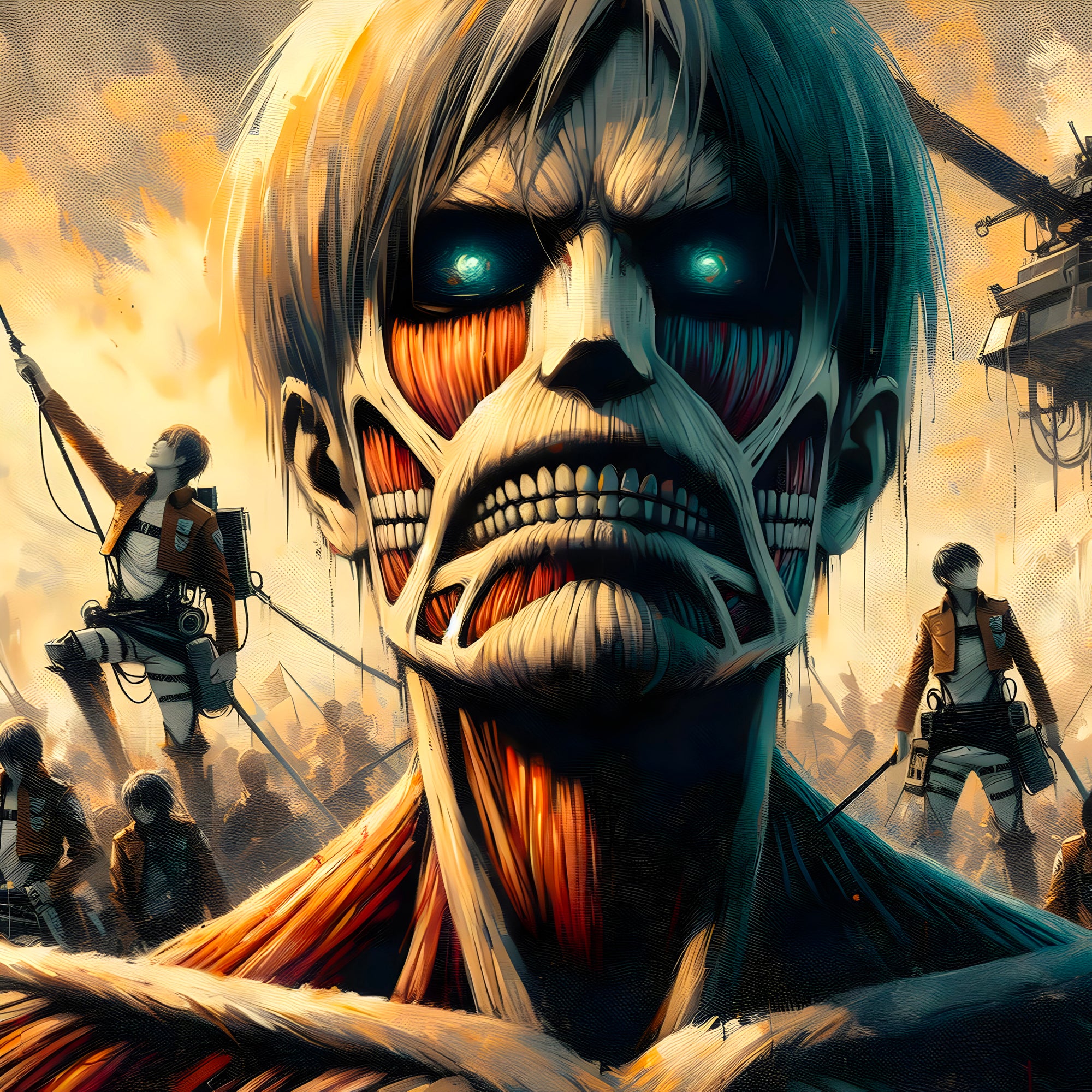 Tableau Attaque Des Titans Le Regard Du Colosse - Cadre Mural Moderne - Fabulartz.fr