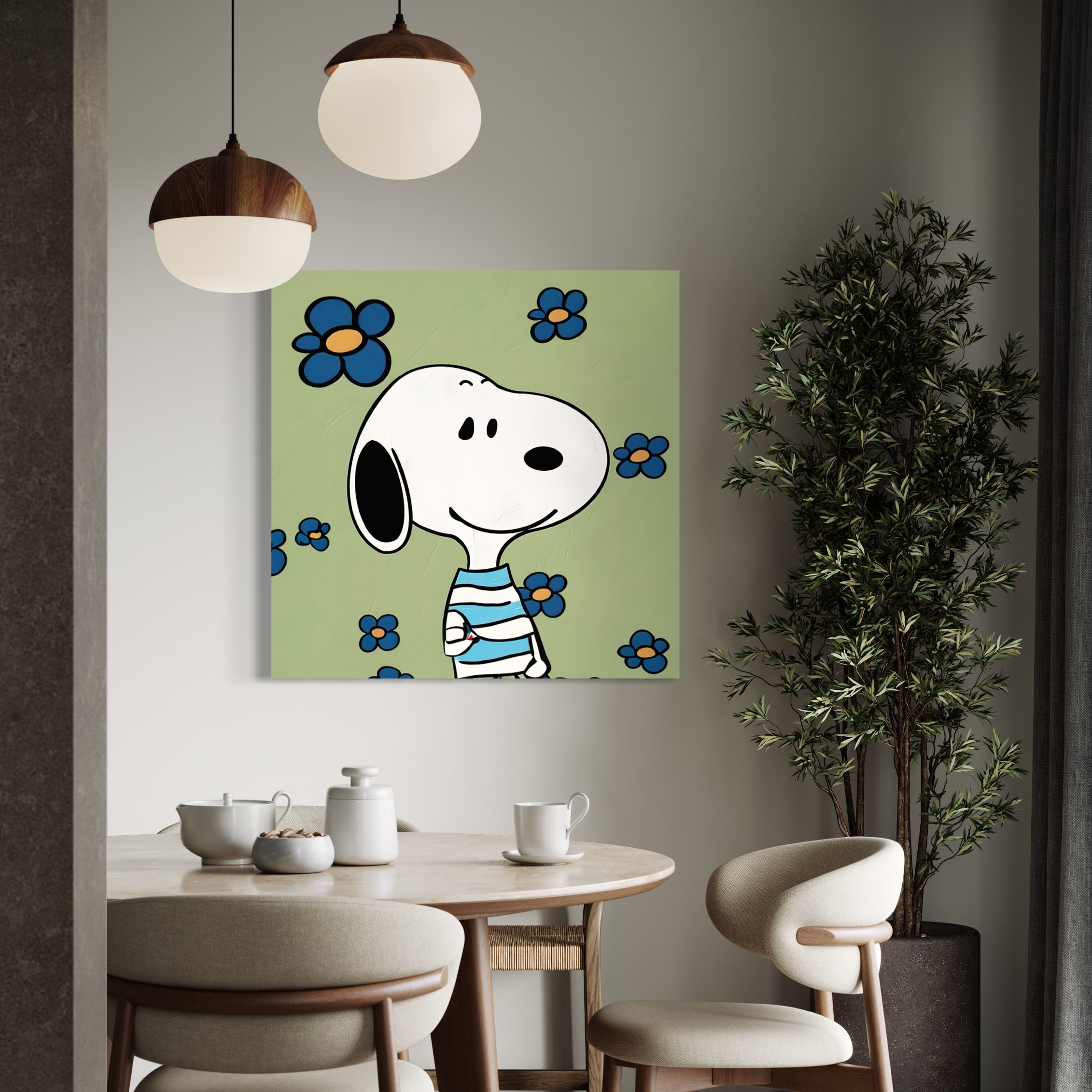 Tableau Snoopy Floral Daydream - Cadre déco fleuri - Fabulartz.fr