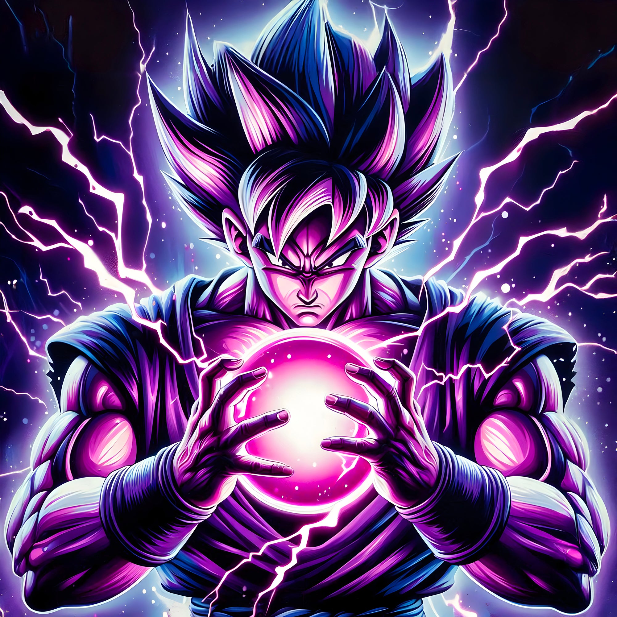 Dragon Ball Z Super Saiyan Black and White Painting - Déco Murale