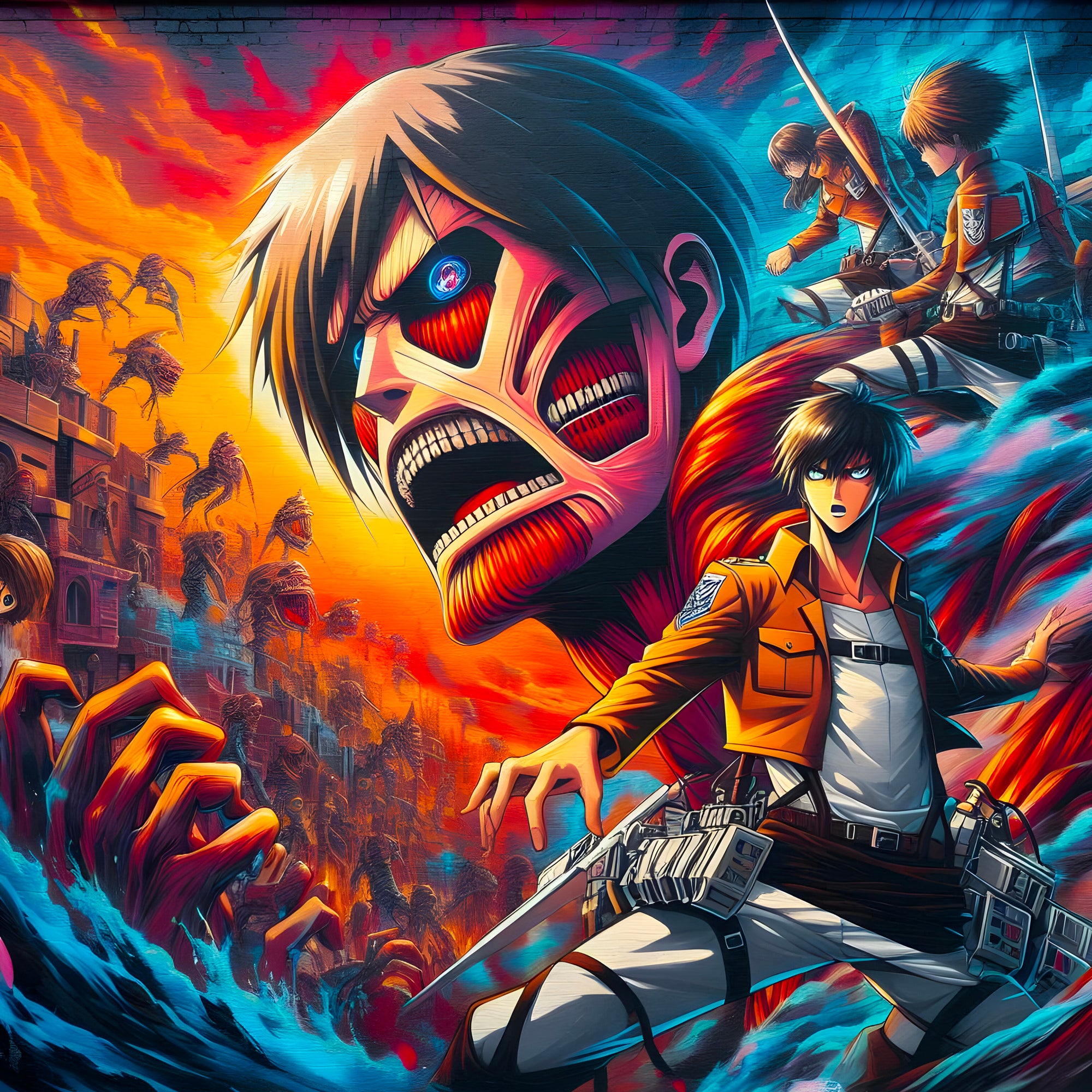 Tableau Attaque Des Titans La Fureur Des Murs - Déco Murale Moderne - Fabulartz.fr