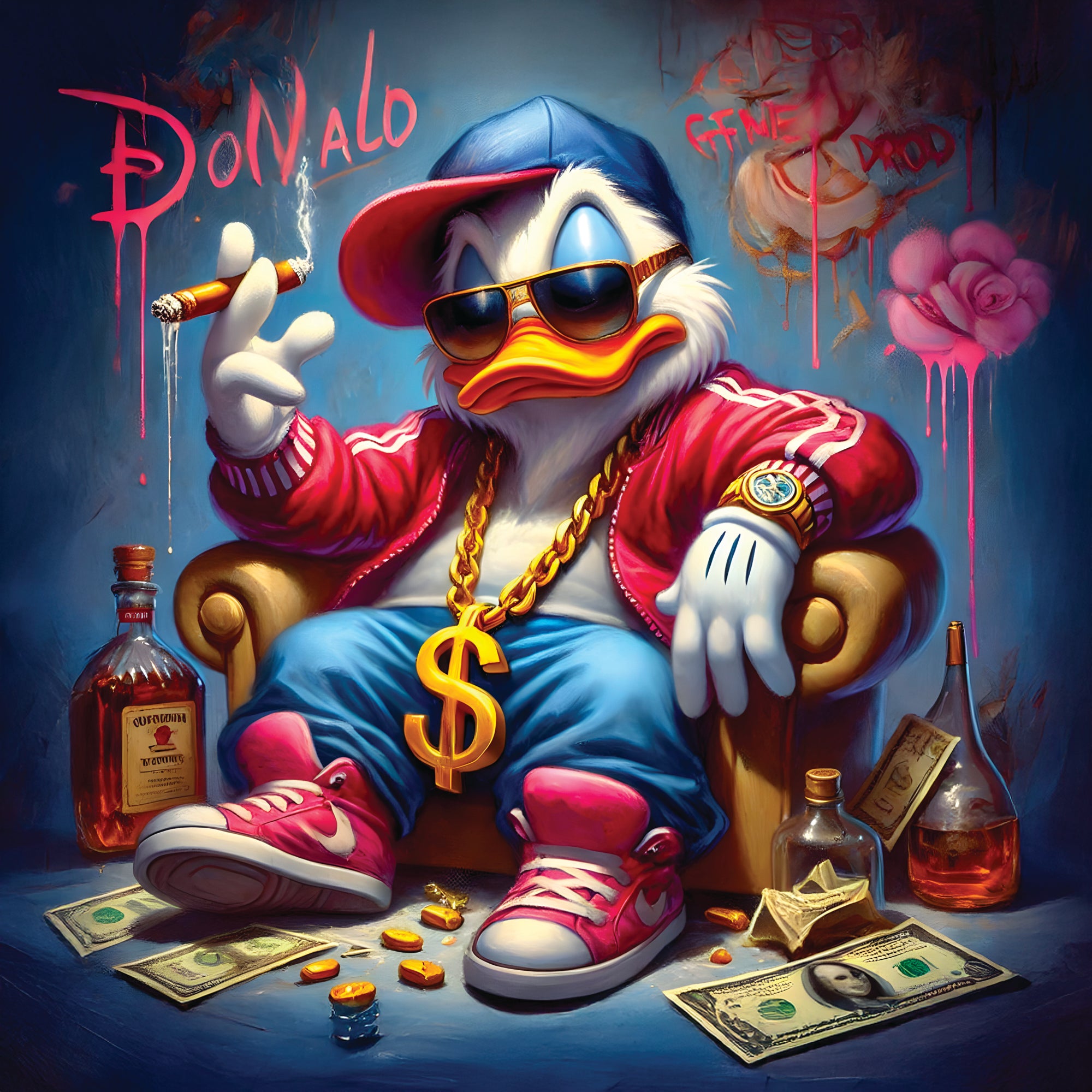 Tableau Donald Duck Style Gangster États-Unis - Déco Murale Design