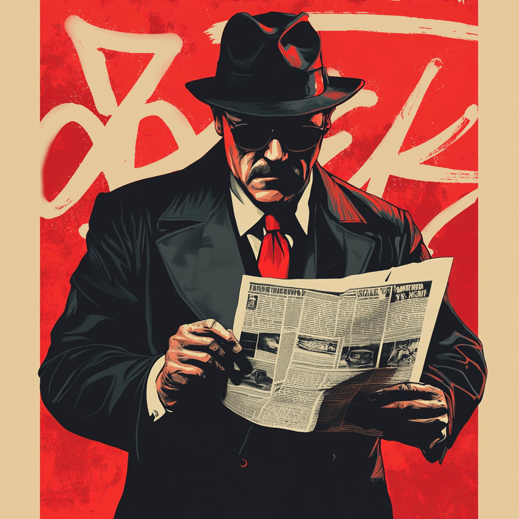 Tableau Mafia - Le Lecteur Enigmatique - Cadre Déco Moderne - Fabulartz.fr