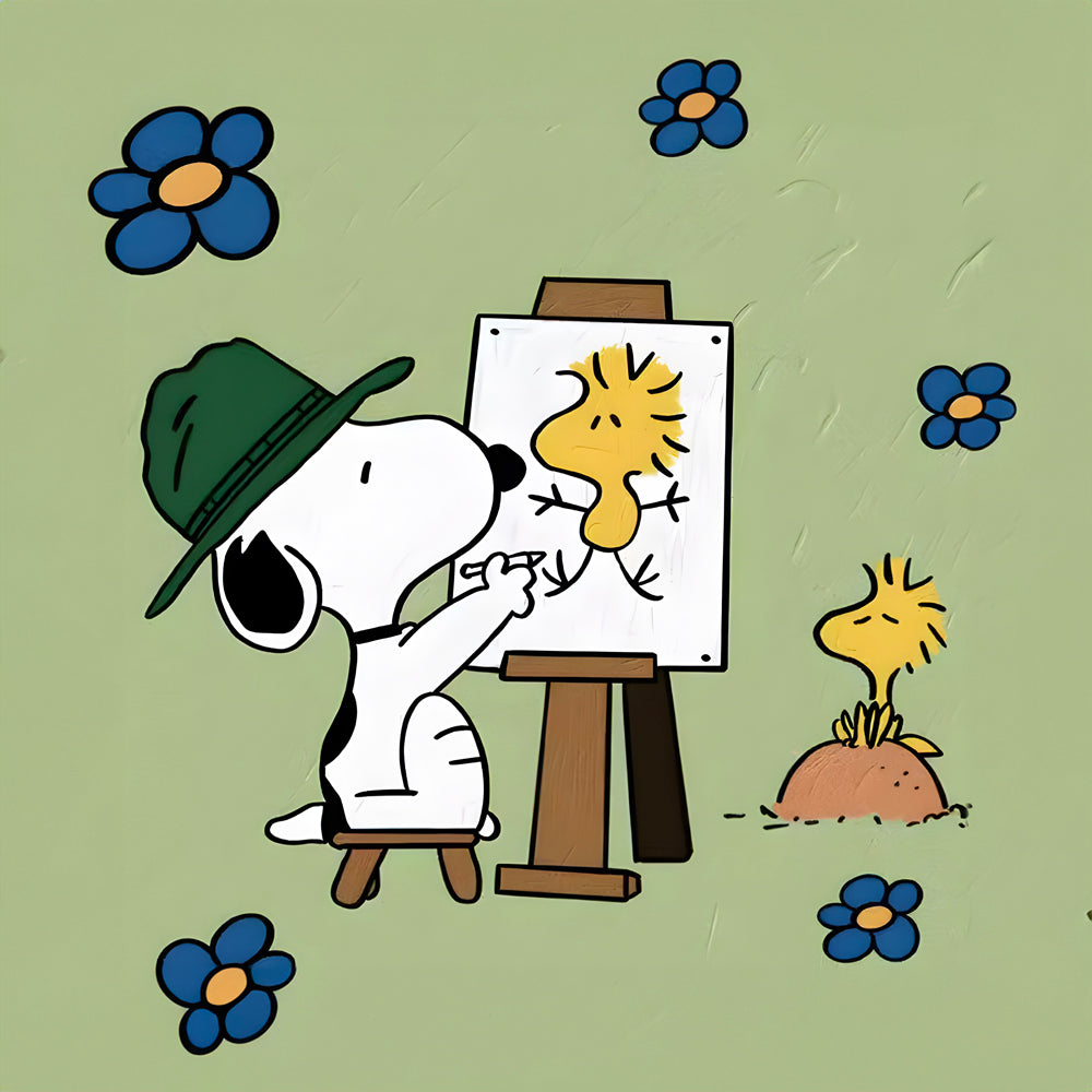 Tableau Snoopy L'Artiste à l'Œuvre - Cadre Déco Créatif - Fabulartz.fr