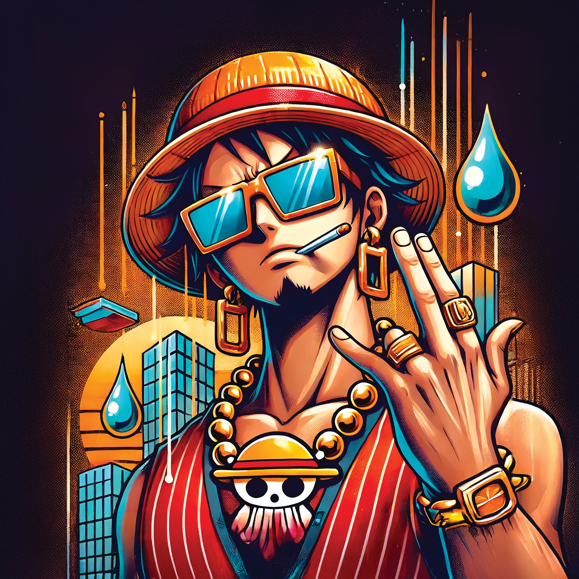 Tableau One Piece Luffy Métropolitain - Décoration Murale Moderne