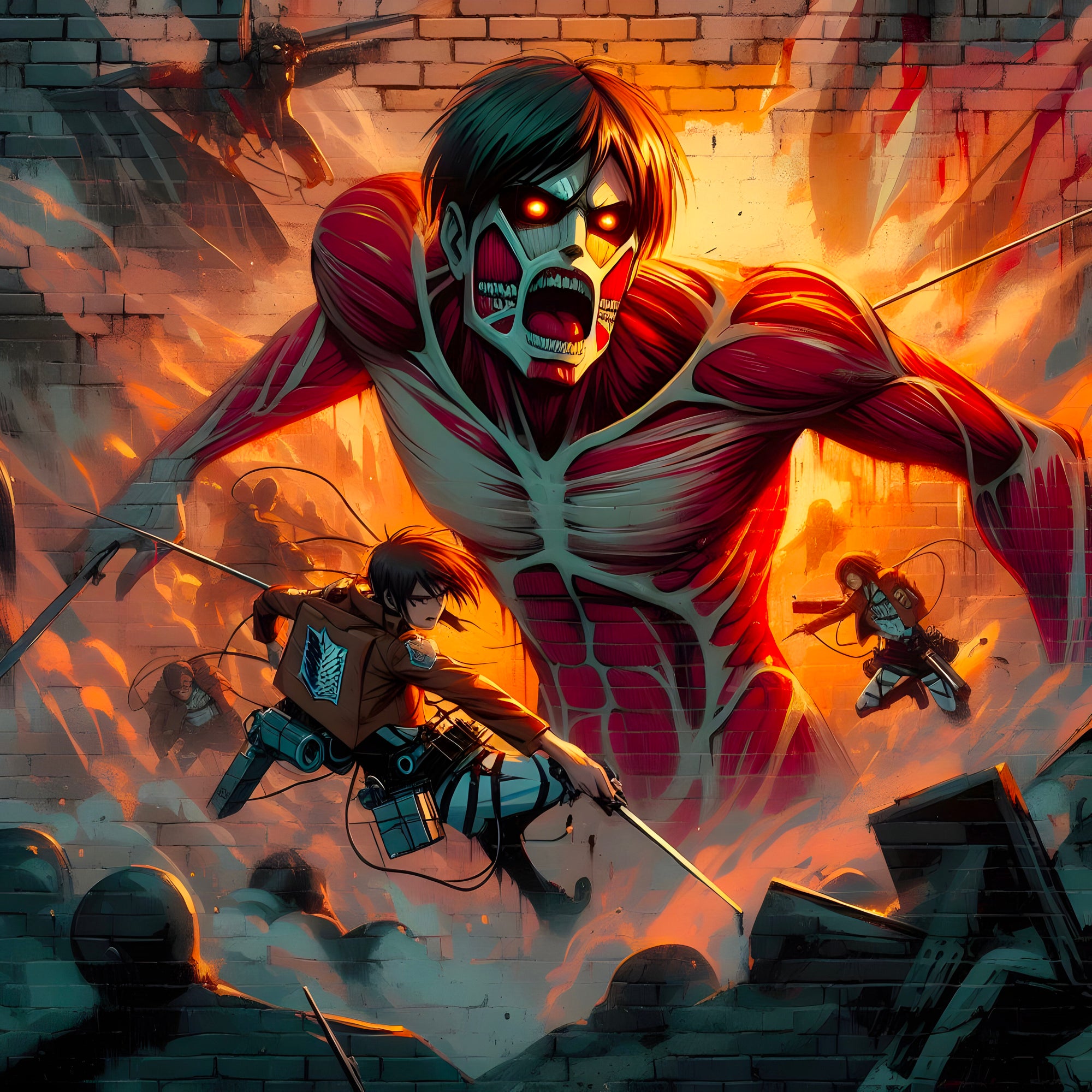 Tableau Attaque Des Titans - La Colère Du Titan - Cadre Moderne - Fabulartz.fr