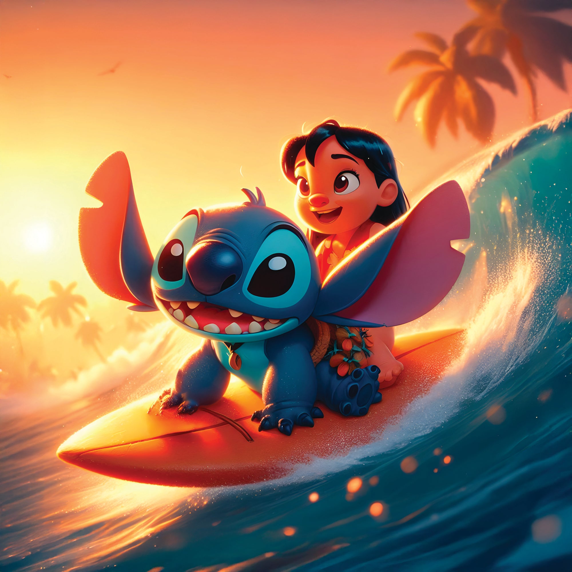 Tableau Stitch Surf - Cadre Déco Murale Moderne - Fabulartz.fr