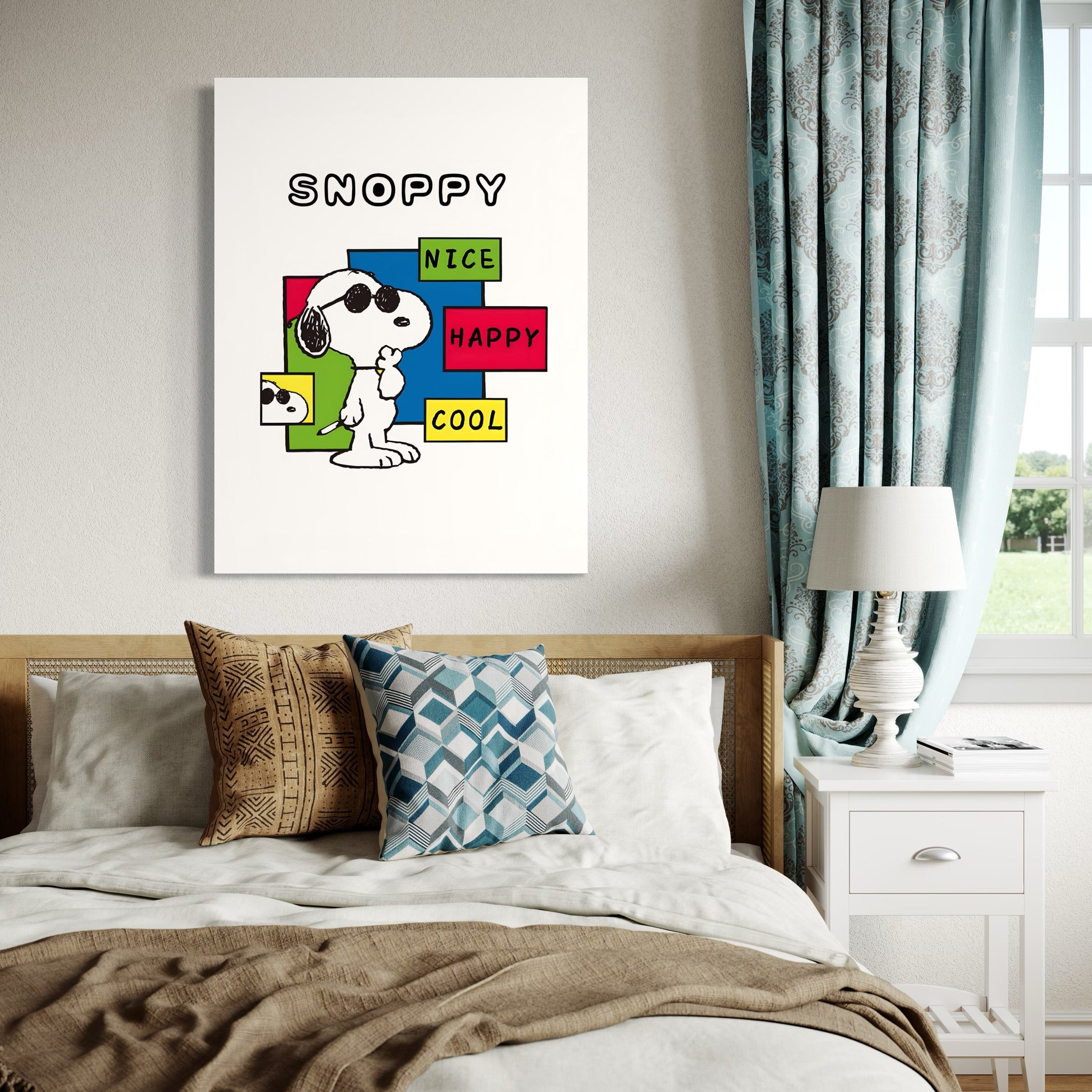 Tableau Snoopy Nice Happy Cool - Art Coloré Déco Murale - Fabulartz.fr