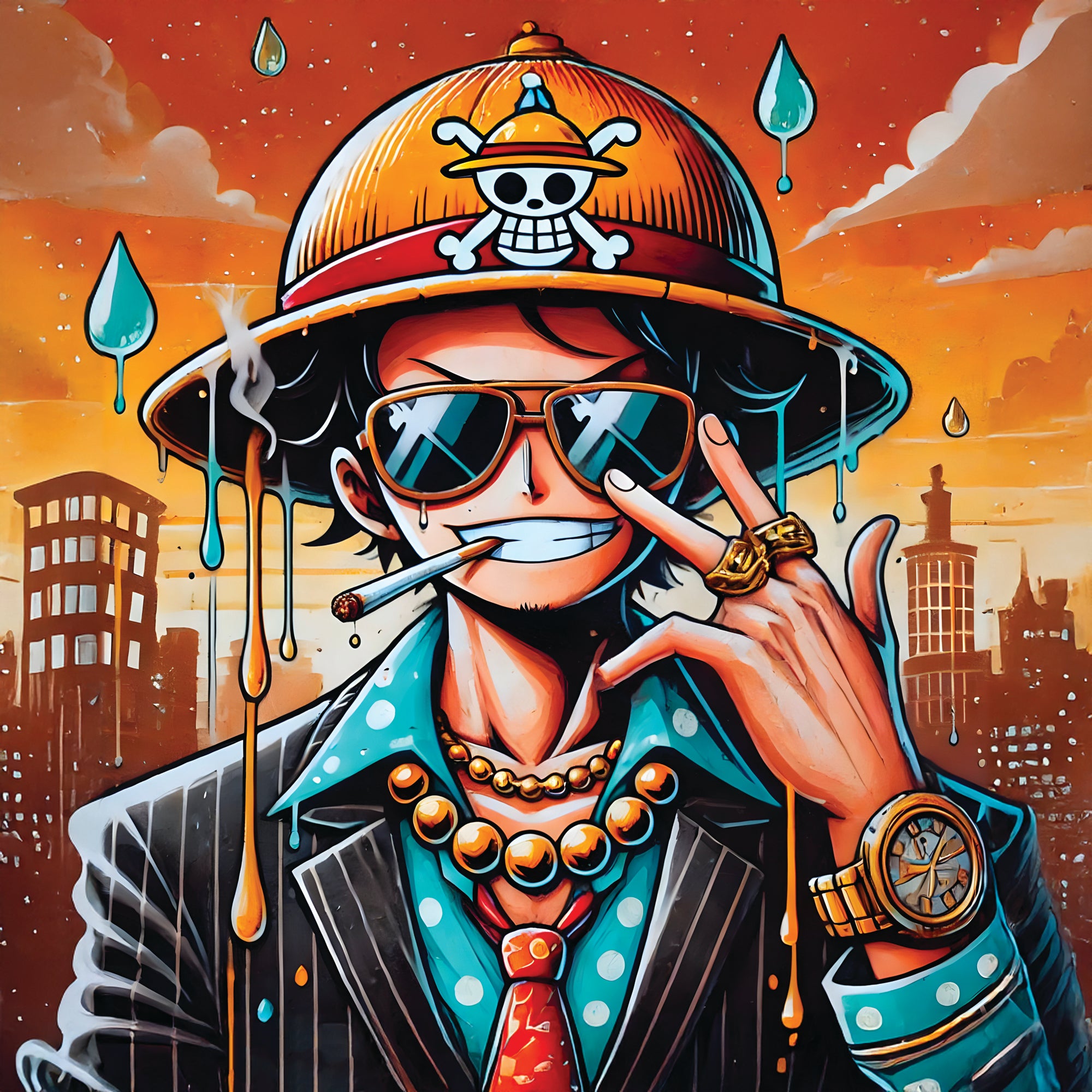 Tableau One Piece Luffy Chic Urbain - Décoration Murale Moderne