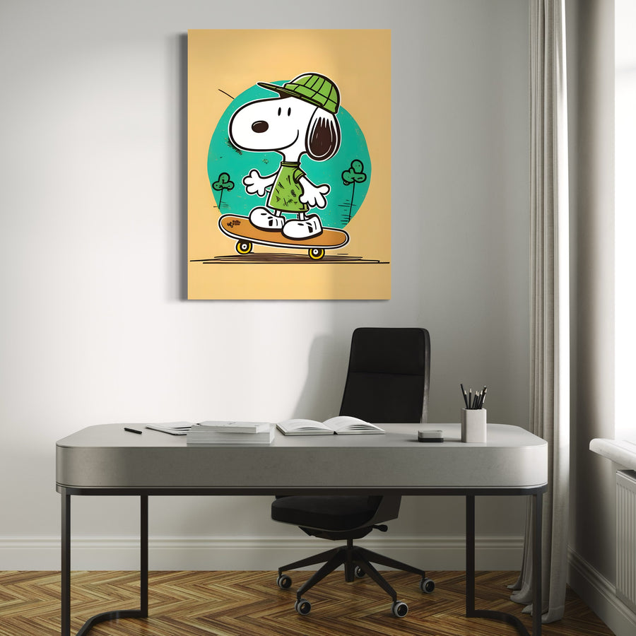 Snoopy Skateboard Adventure - Arte murale per la camera da letto dei bambini