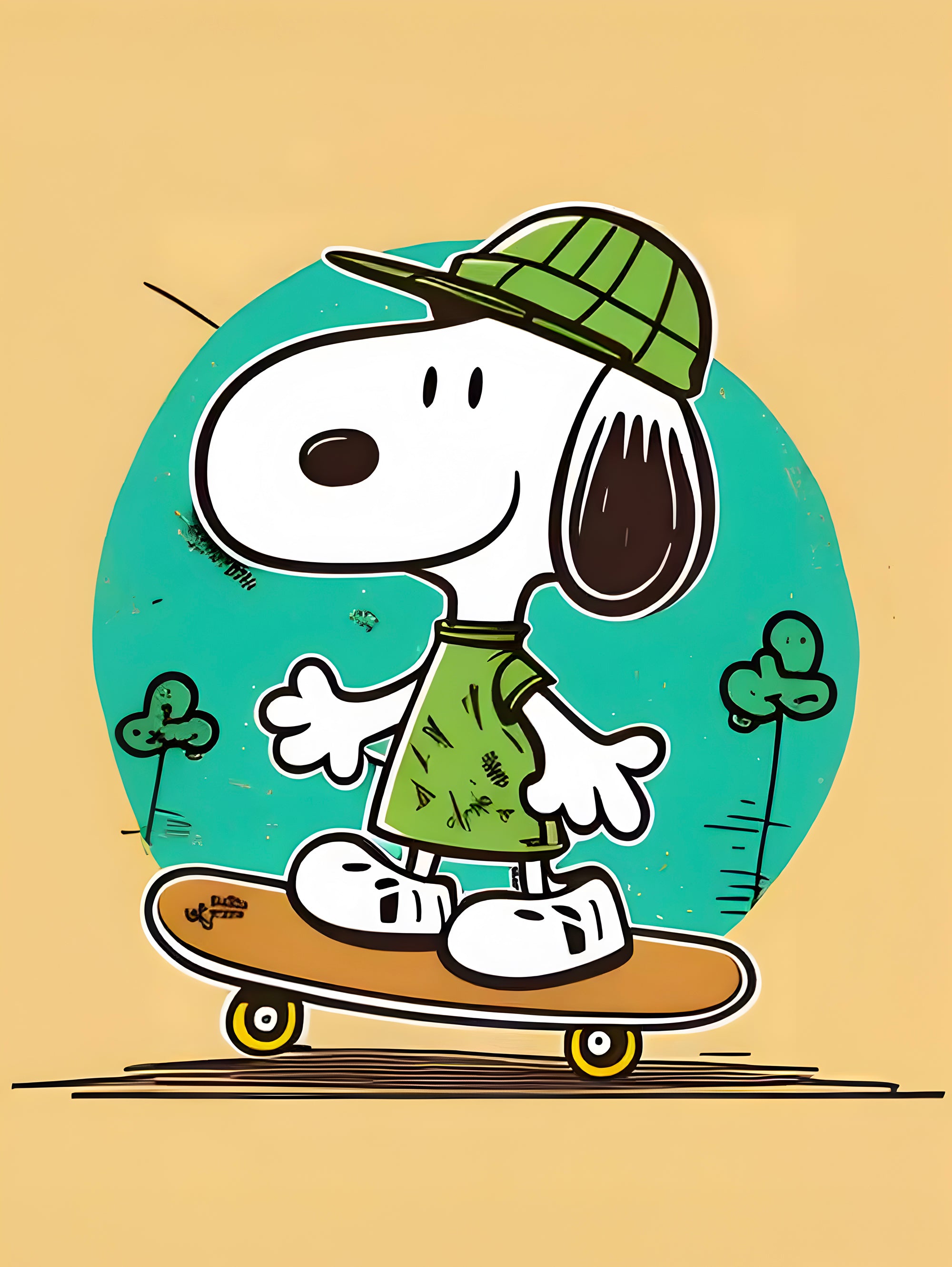 Tableau Snoopy Skateboard Adventure - Déco Murale pour Chambre d'Enfant - Fabulartz.fr