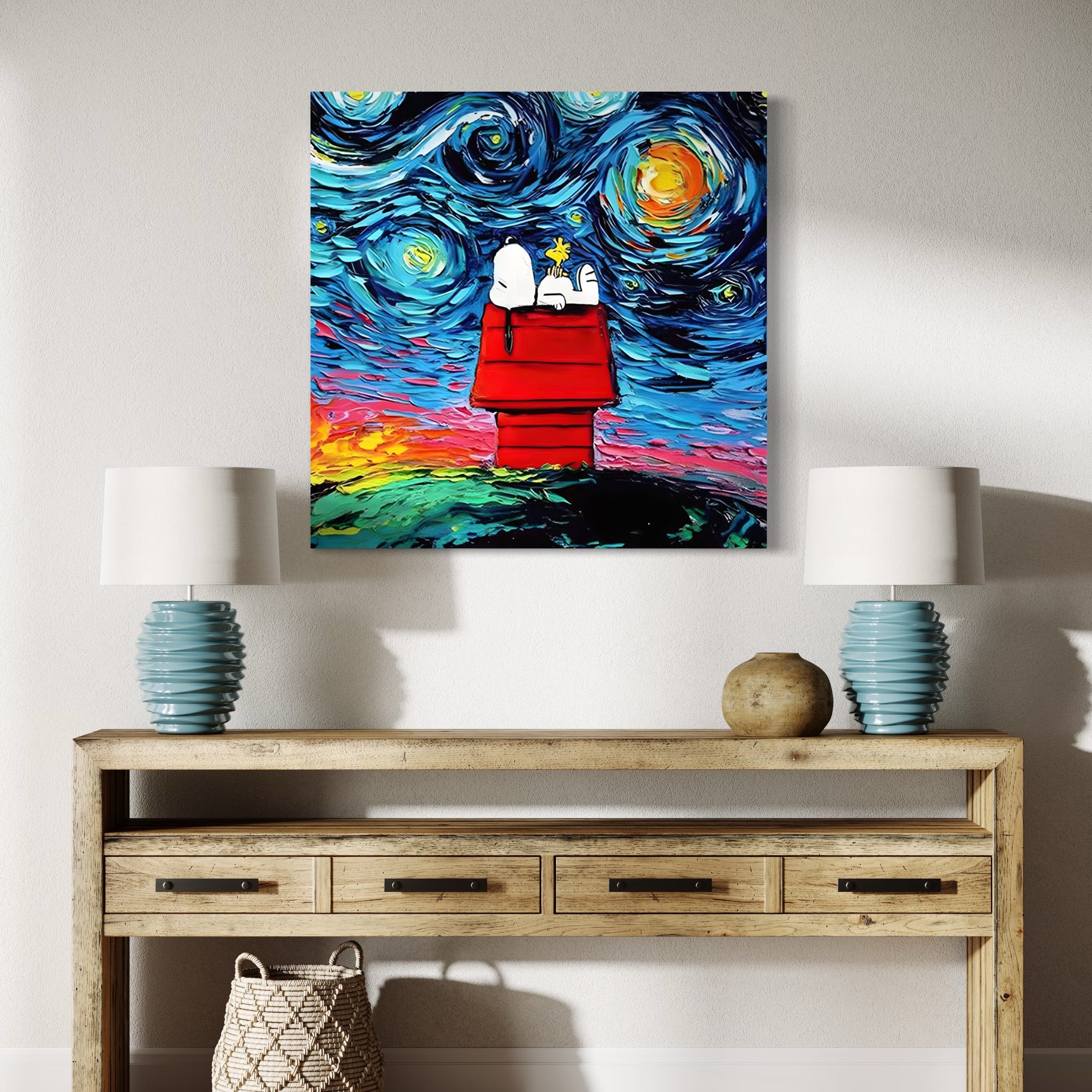 Tableau Snoopy Starry Night Dreams - Déco murale artistique - Fabulartz.fr