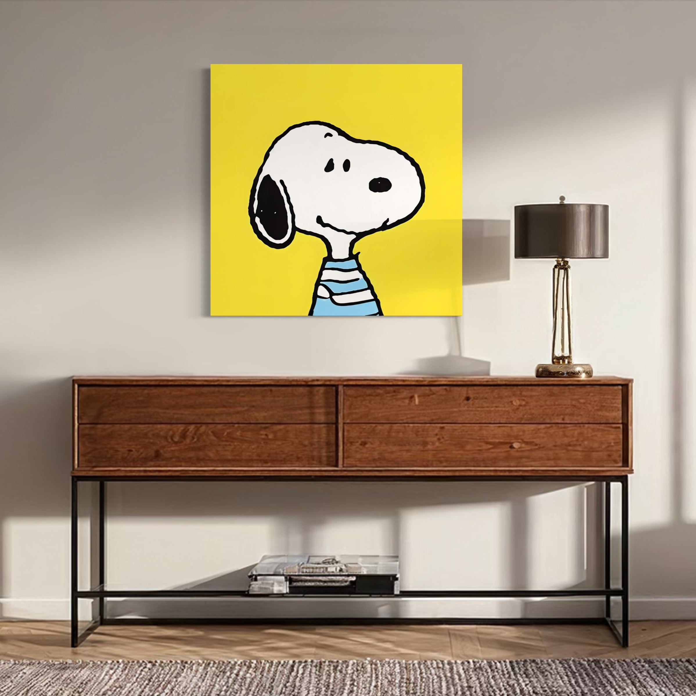 Tableau Snoopy Yellow Smile - Déco murale lumineuse - Fabulartz.fr