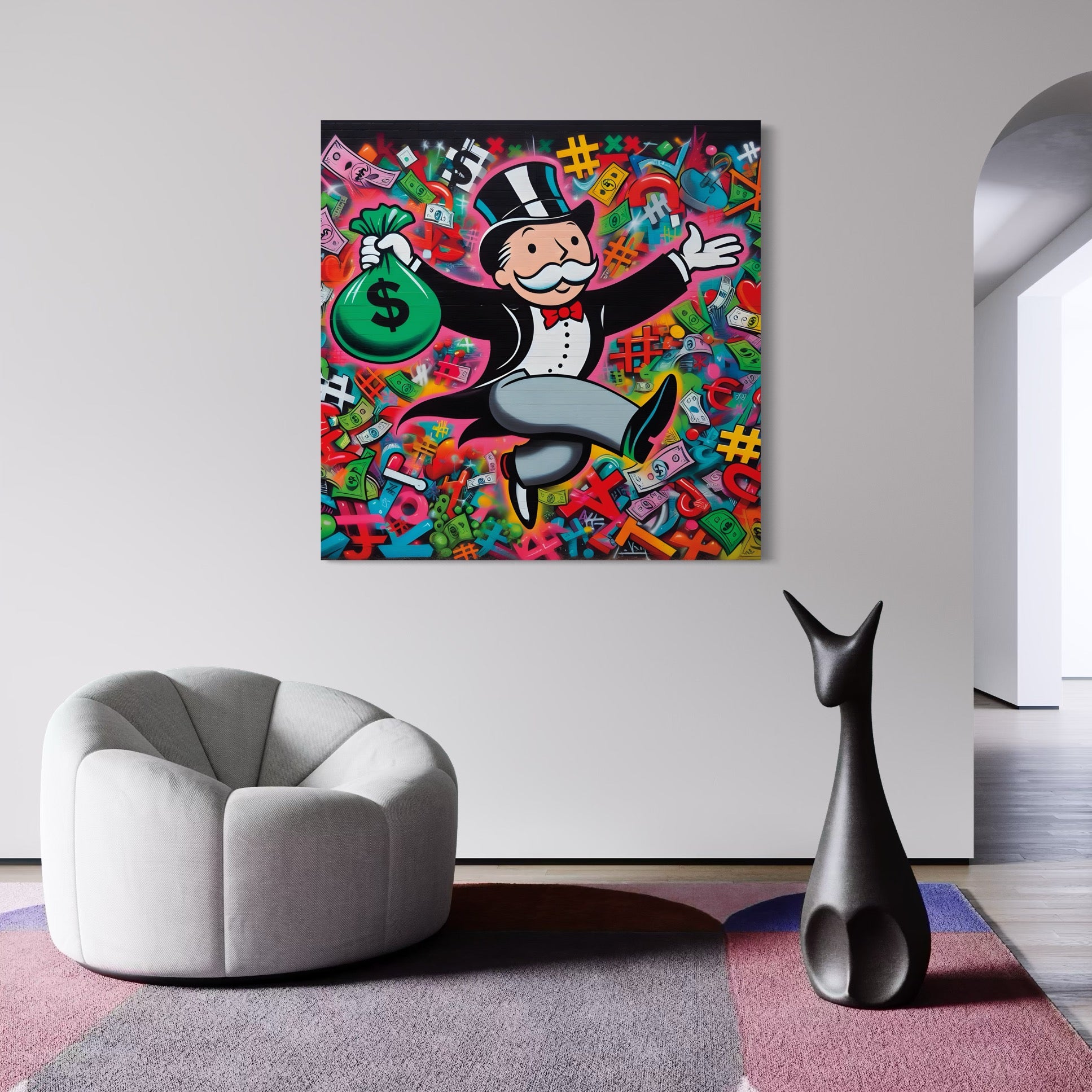 Tableau Monopoly Sac Billets – Cadre Mural Décoratif - Fabulartz.fr