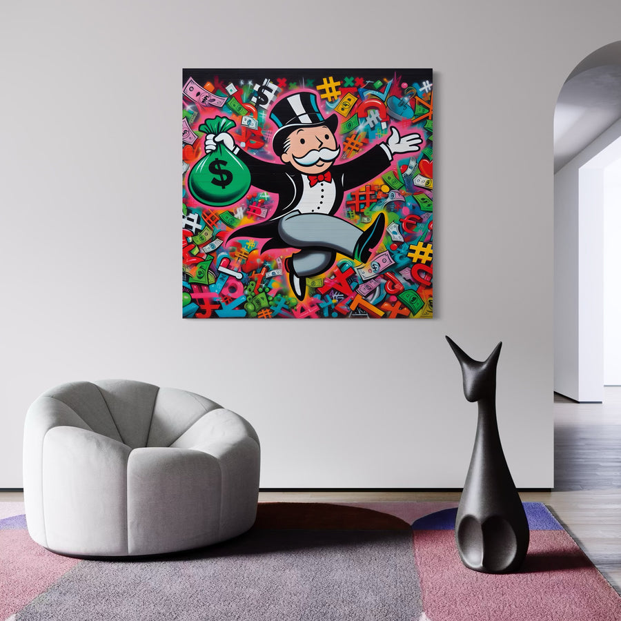 Tableau Monopoly Sac Billets – Cadre Mural Décoratif