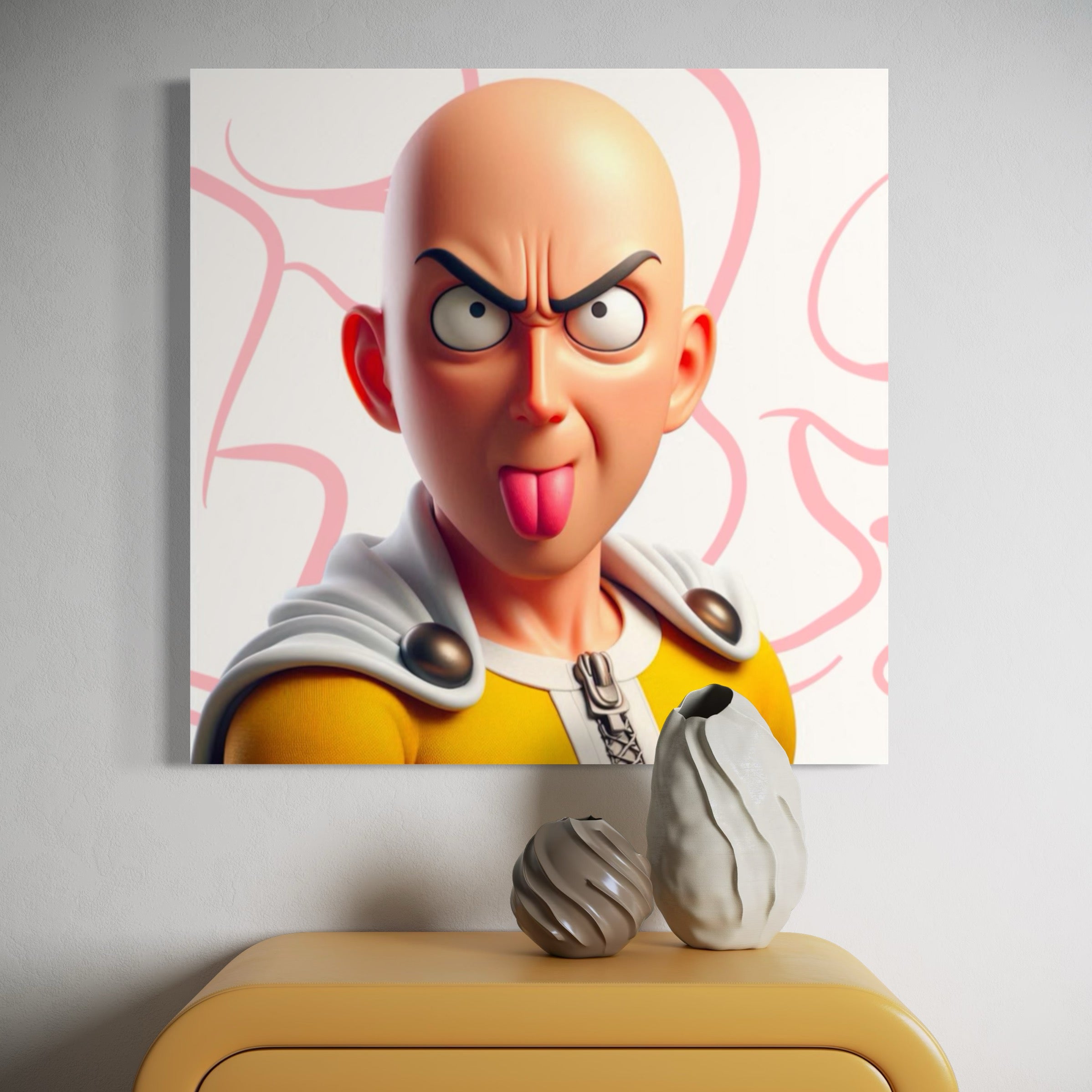 Tableau Portrait Saitama Amusé - Déco Murale Moderne - Fabulartz.fr