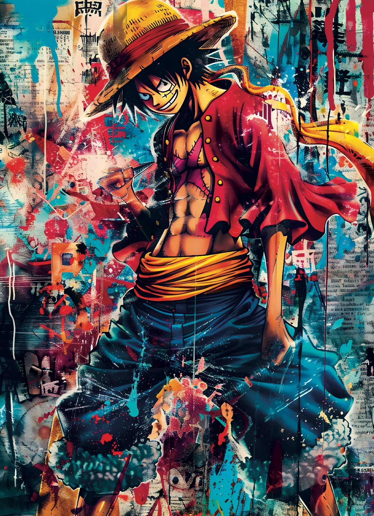 Tableau One Piece - Luffy Street Art - Décoration Murale Design et Décoratif - Fabulartz.fr