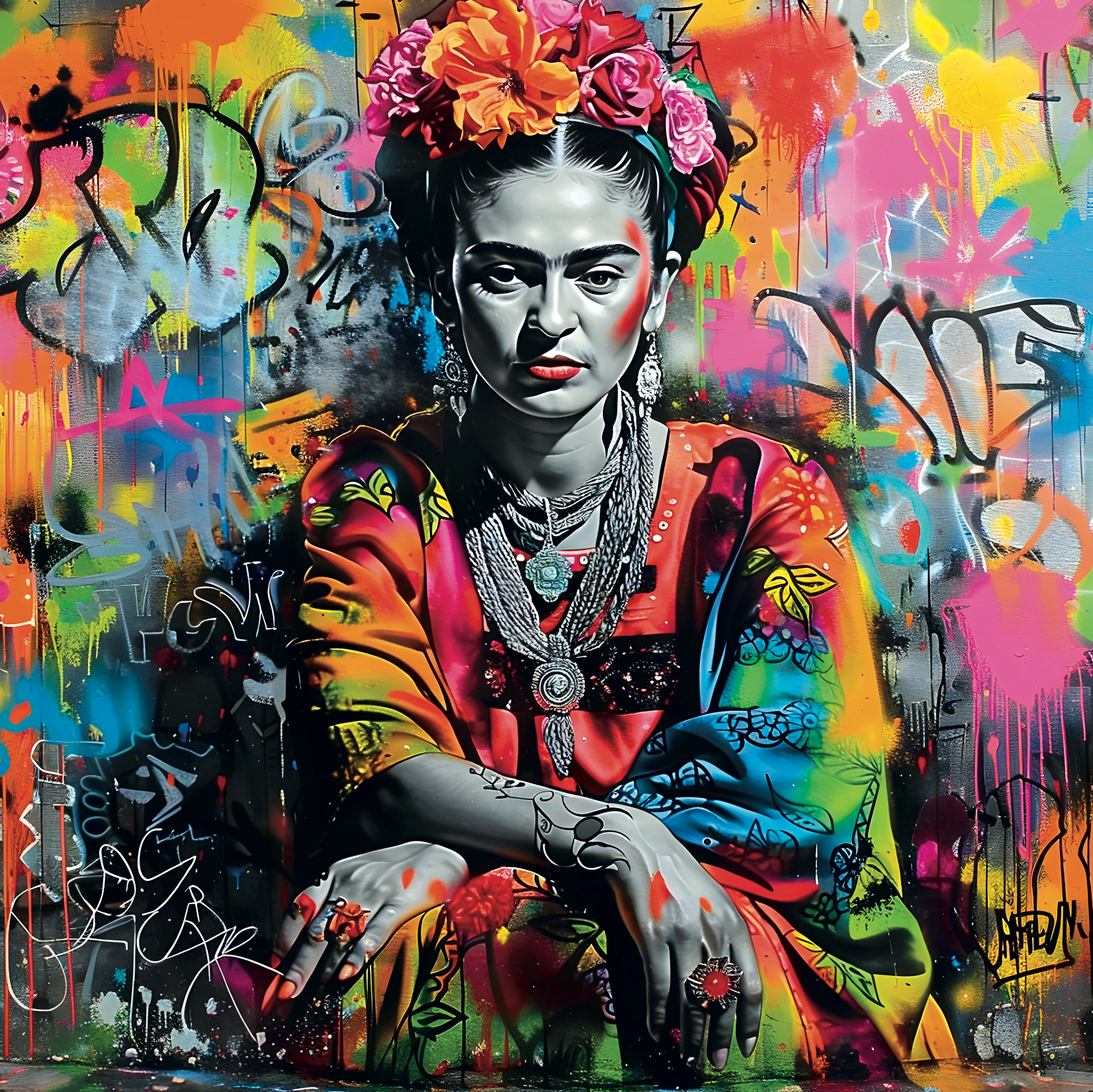 Tableau Street Art Frida Kahlo - Décoration Contemporaine - Fabulartz.fr