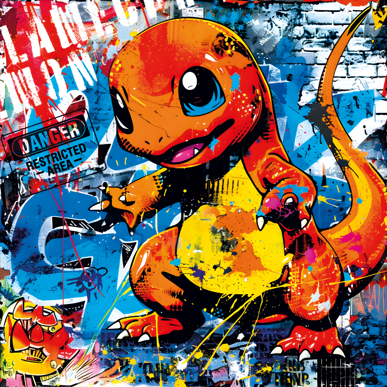 Tableau Vivant Pokémon de Salamèche - Cadre Déco Urbain - Fabulartz.fr