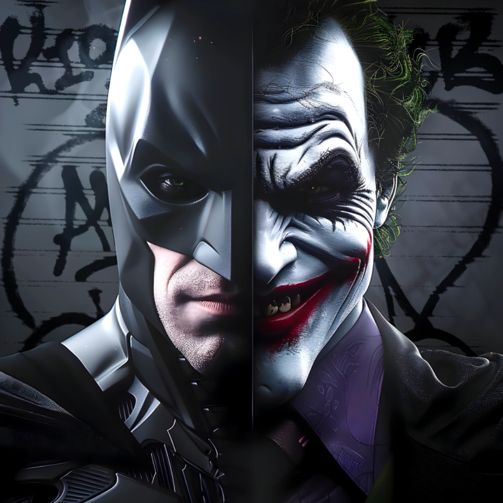 Tableau Fusion Joker et Batman - Décoration Murale Dualité - Fabulartz.fr