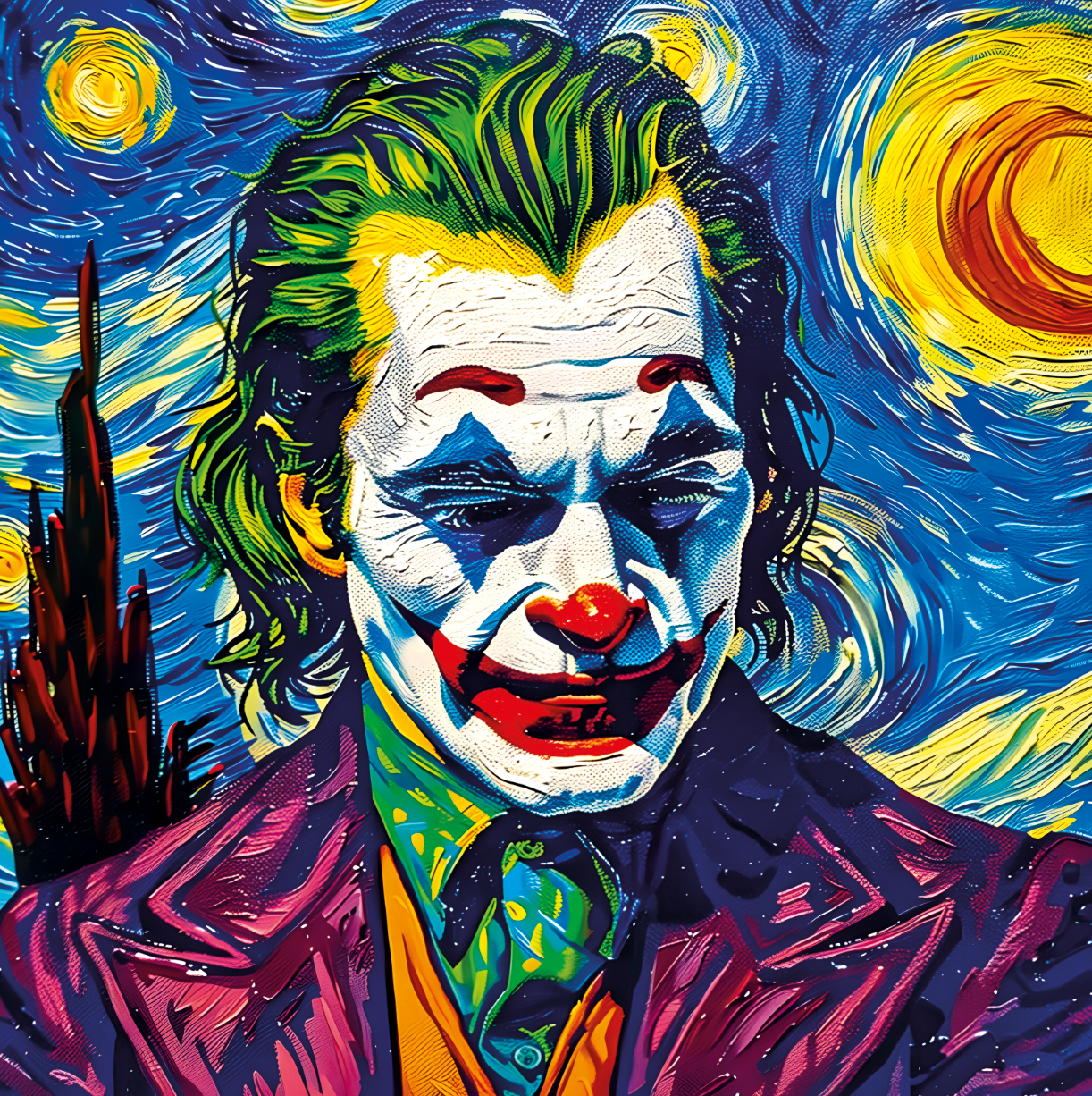 Tableau Inspiré de Van Gogh du Joker - Art Mural Unique - Fabulartz.fr